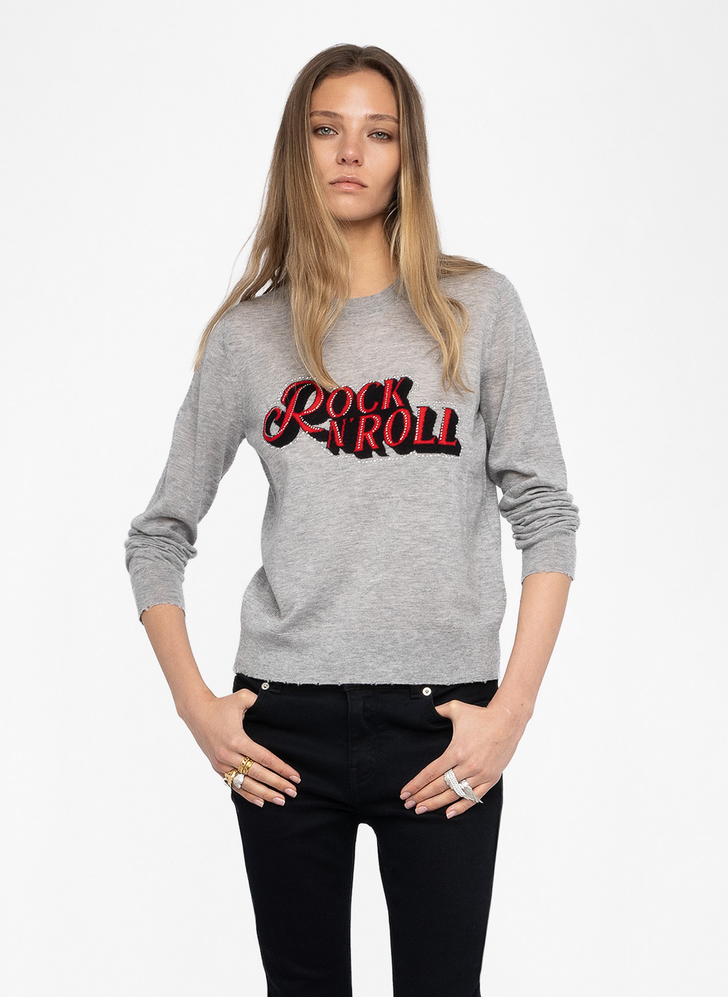 Pull col rond cachemire miss ZADIG&VOLTAIRE Gris