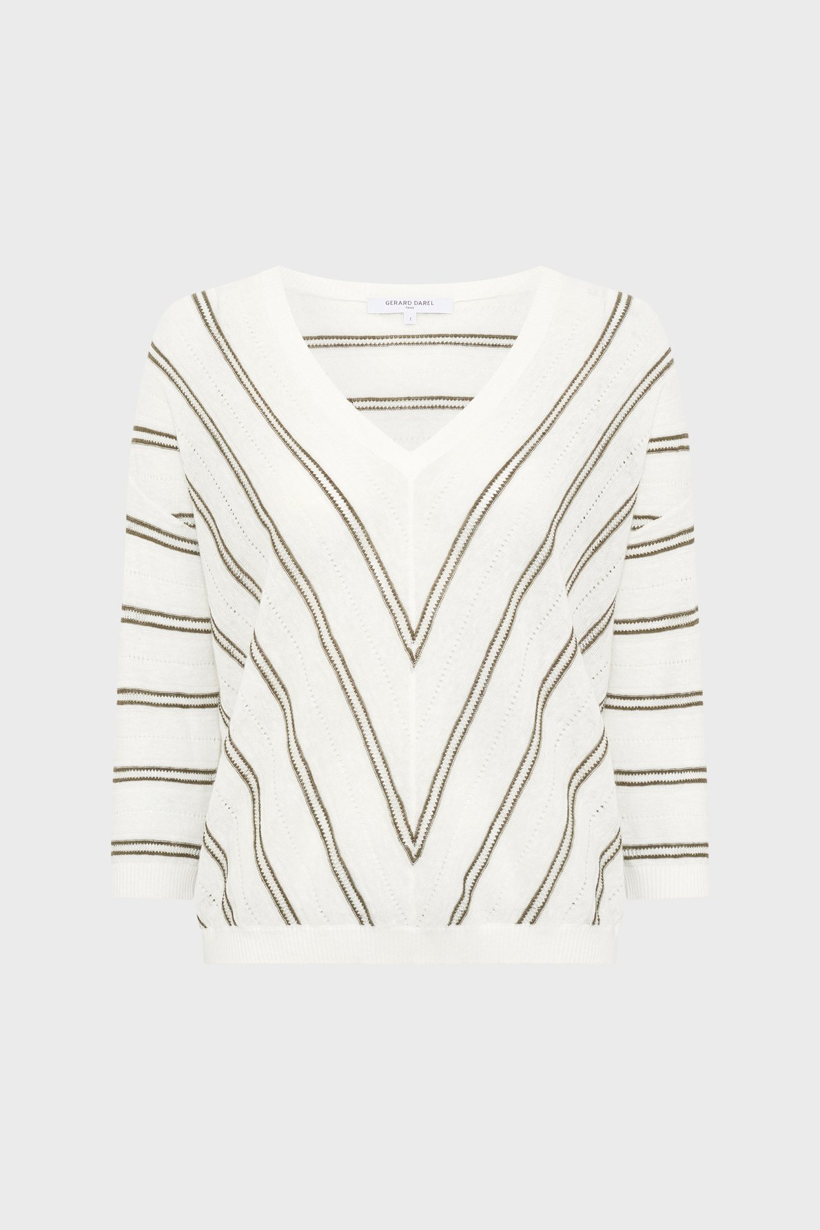 Pull v rayé en lin et coton - lerya GERARD DAREL Vert