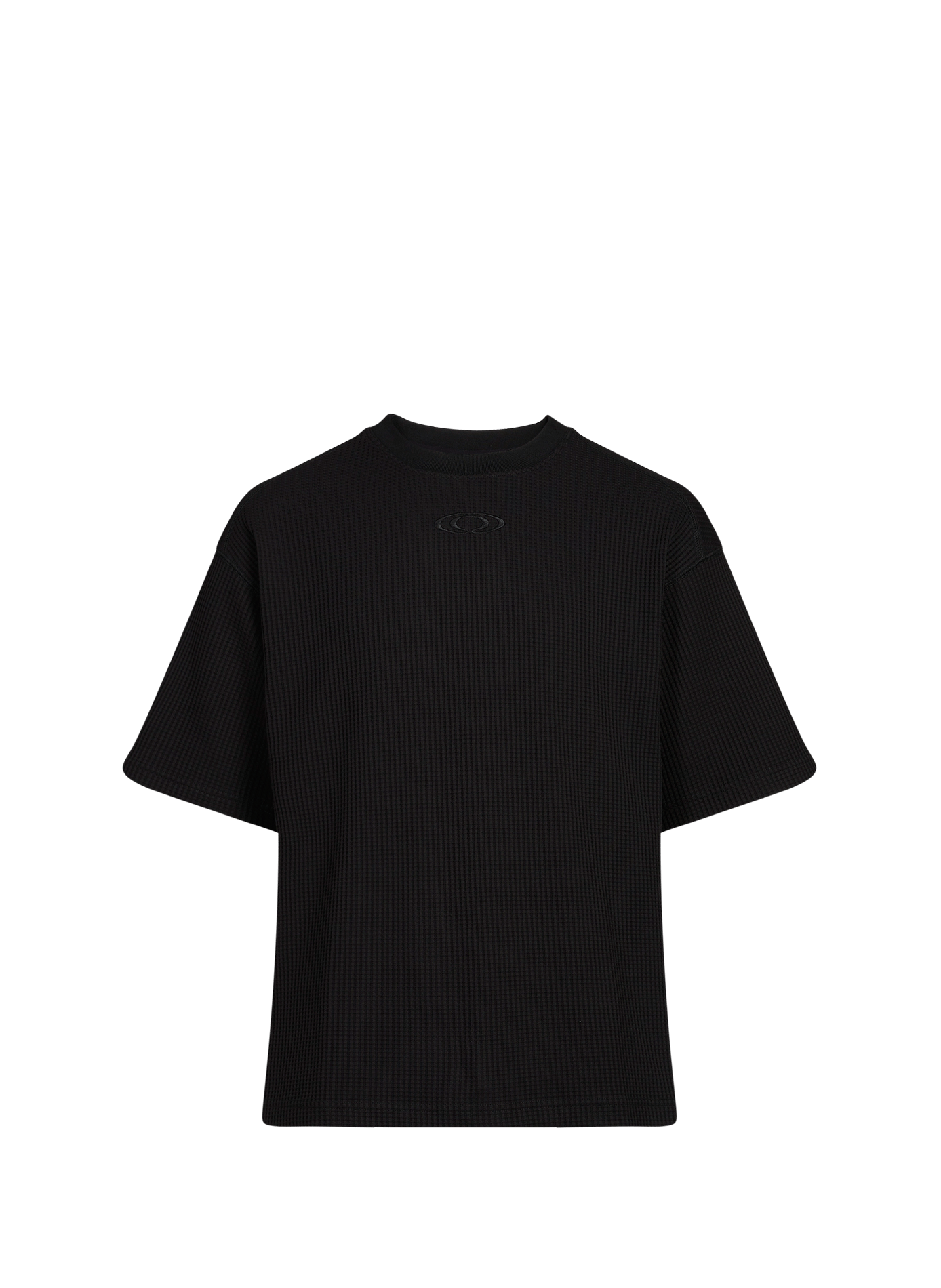 Oversized waffled knit T-shirt RAINS Black