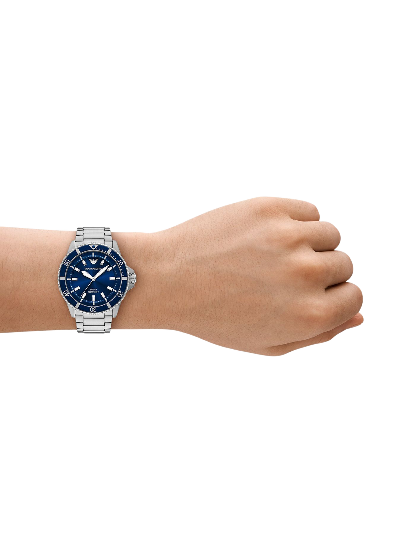 Montre quartz World Explorer en acier inoxydable ARMANI MONTRES Bleu