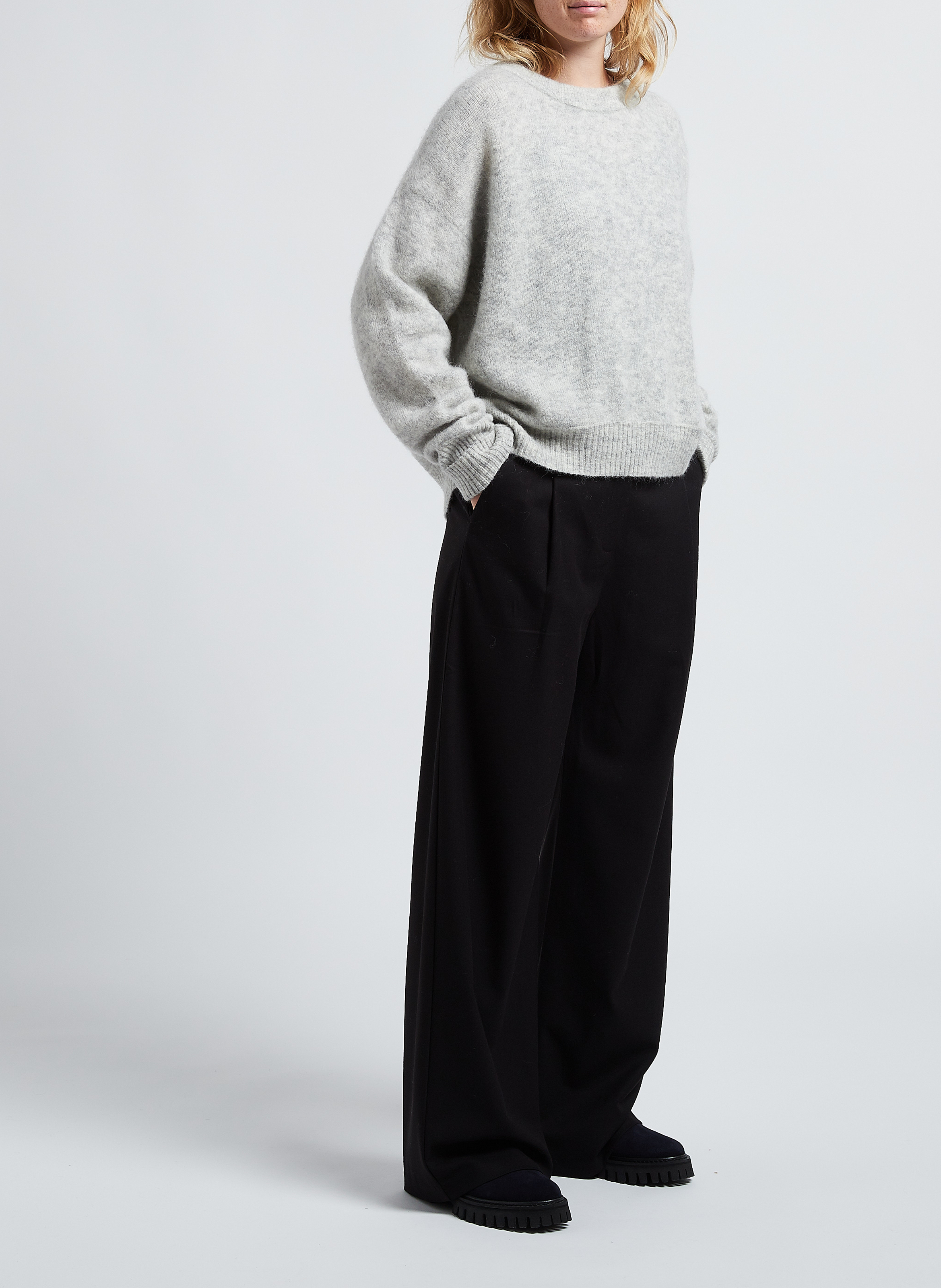 Pull ample col rond en laine mélangée vitow AMERICAN VINTAGE Gris