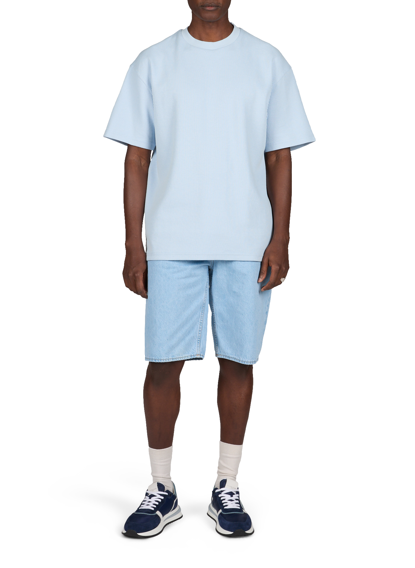 Nuwaffle blended cotton t-shirt HUGO BLUE Blue