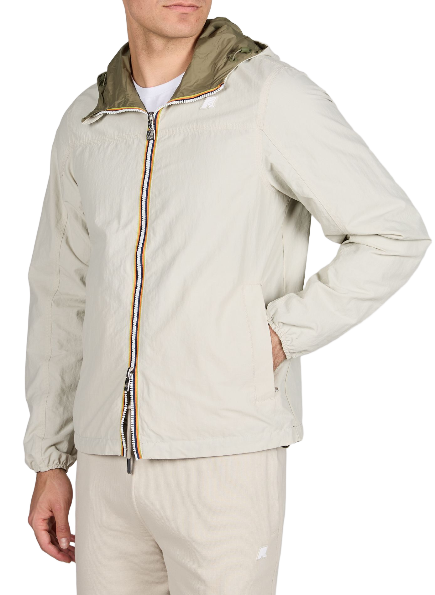 Reversible lightweight cotton blend jacket K-WAY Green