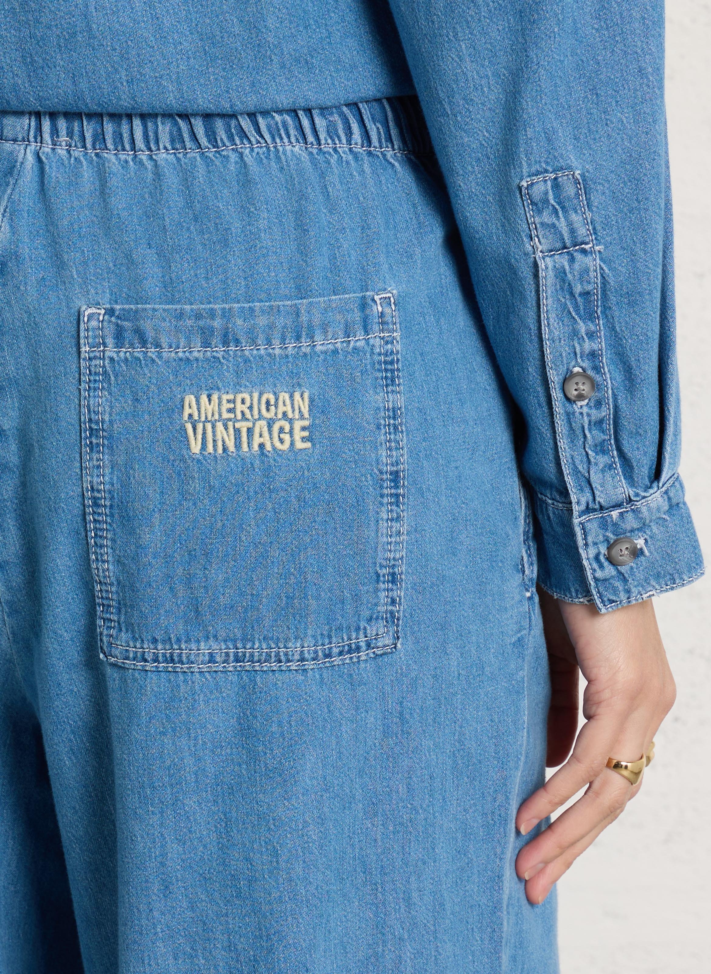 Jean large taille haute en coton izeway AMERICAN VINTAGE Bleu