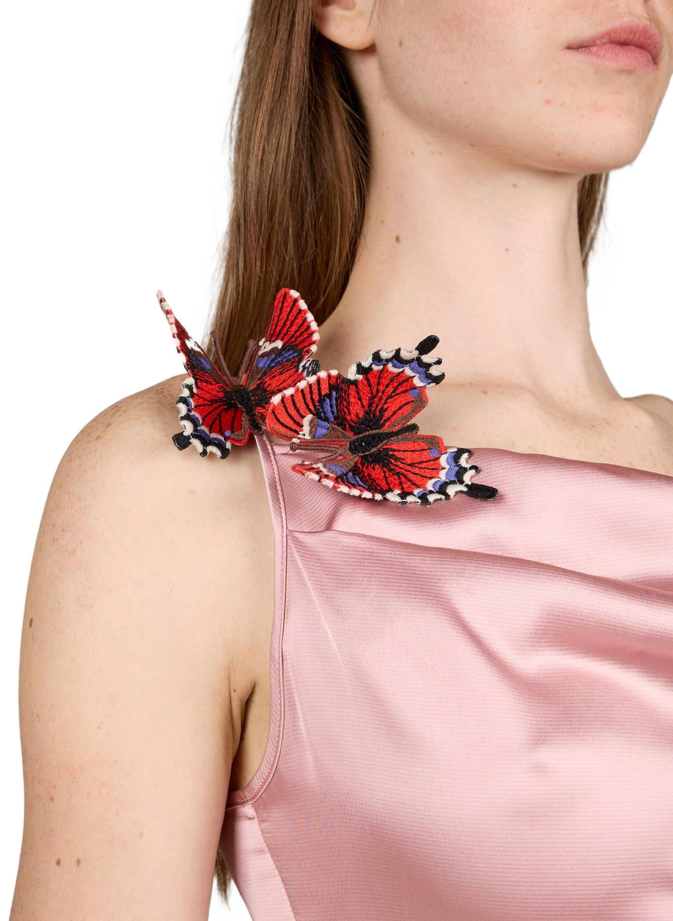 Satin dress with thin straps and butterfly BLUMARINE Pink