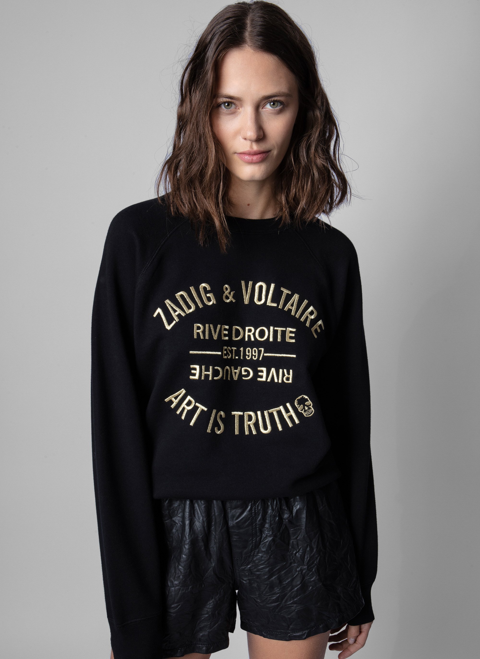 Sweat droit en coton ZADIG&VOLTAIRE Noir