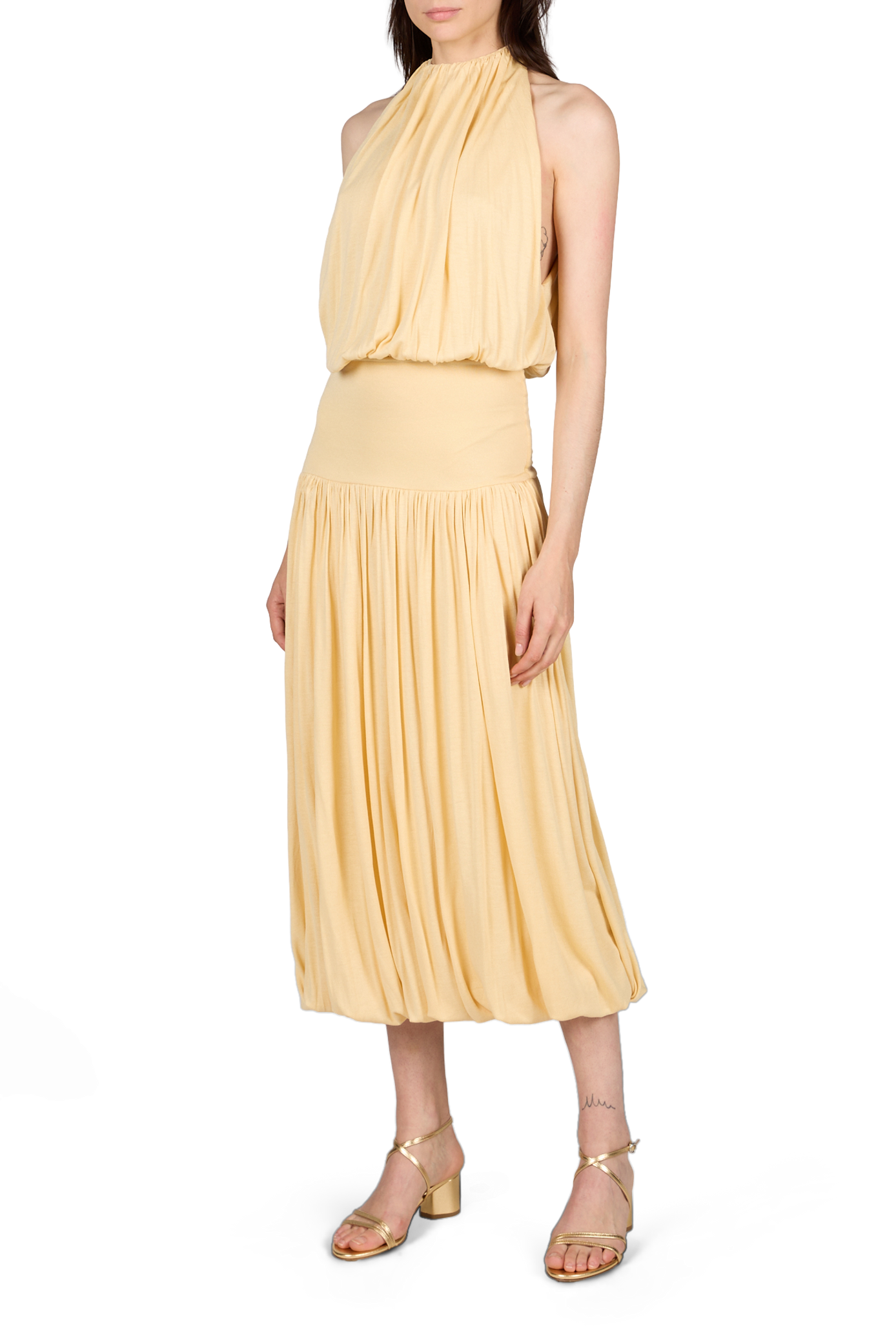 Sleeveless ruched dress TOTEME Yellow