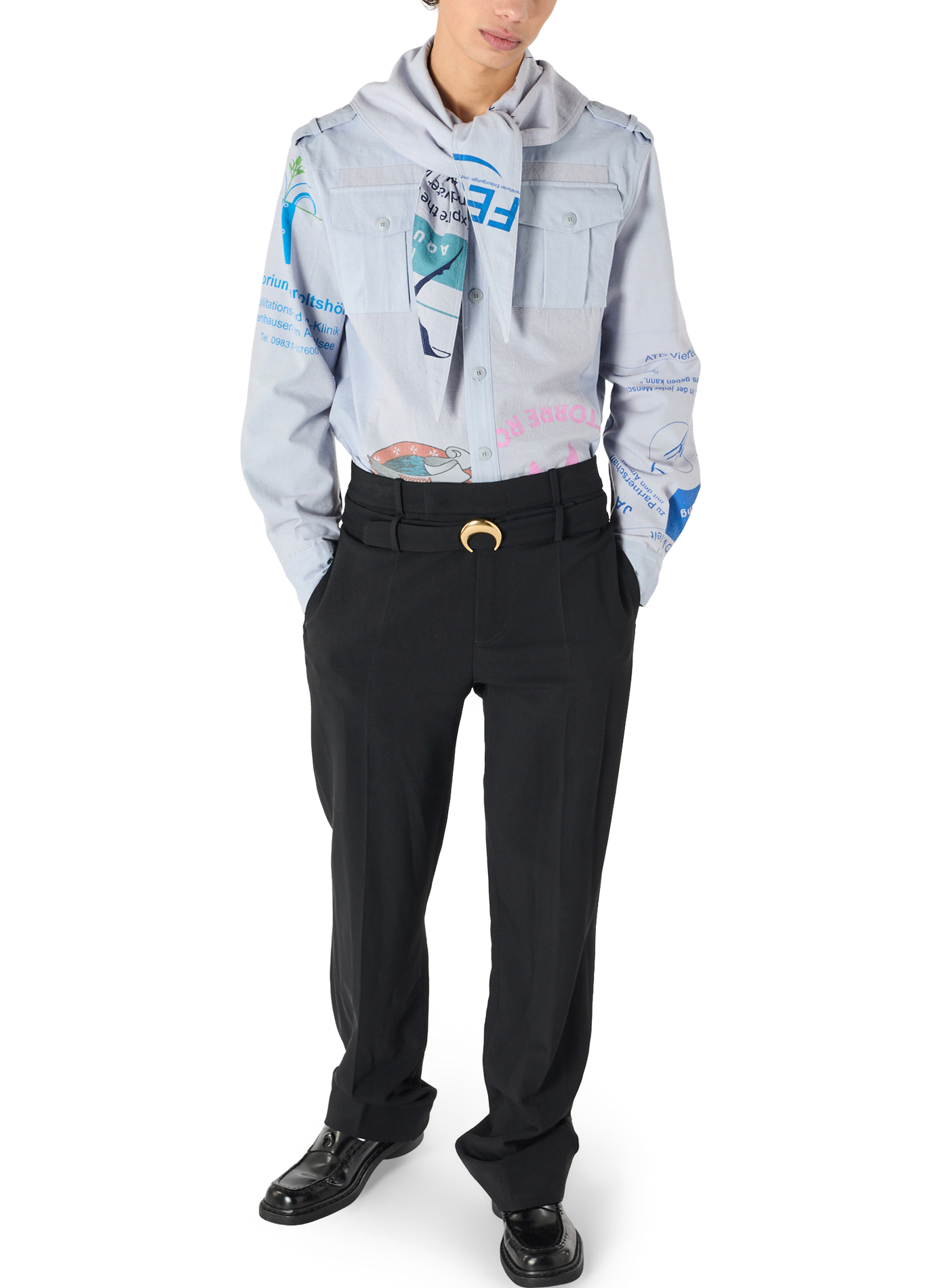 Chemise manches longues upcyclée à partir de tote bags scout | Vert MARINE SERRE Homme