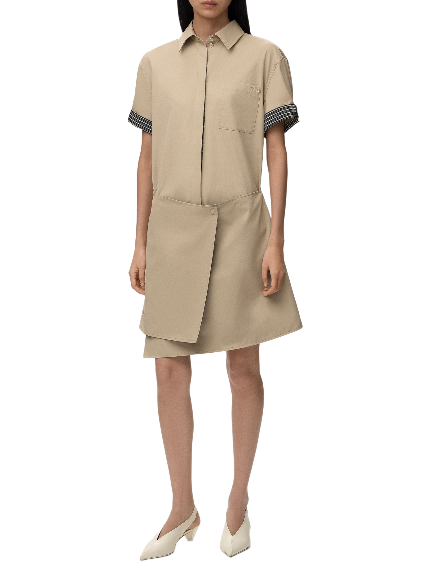 Short wrap dress in cotton and silk LOEWE Beige