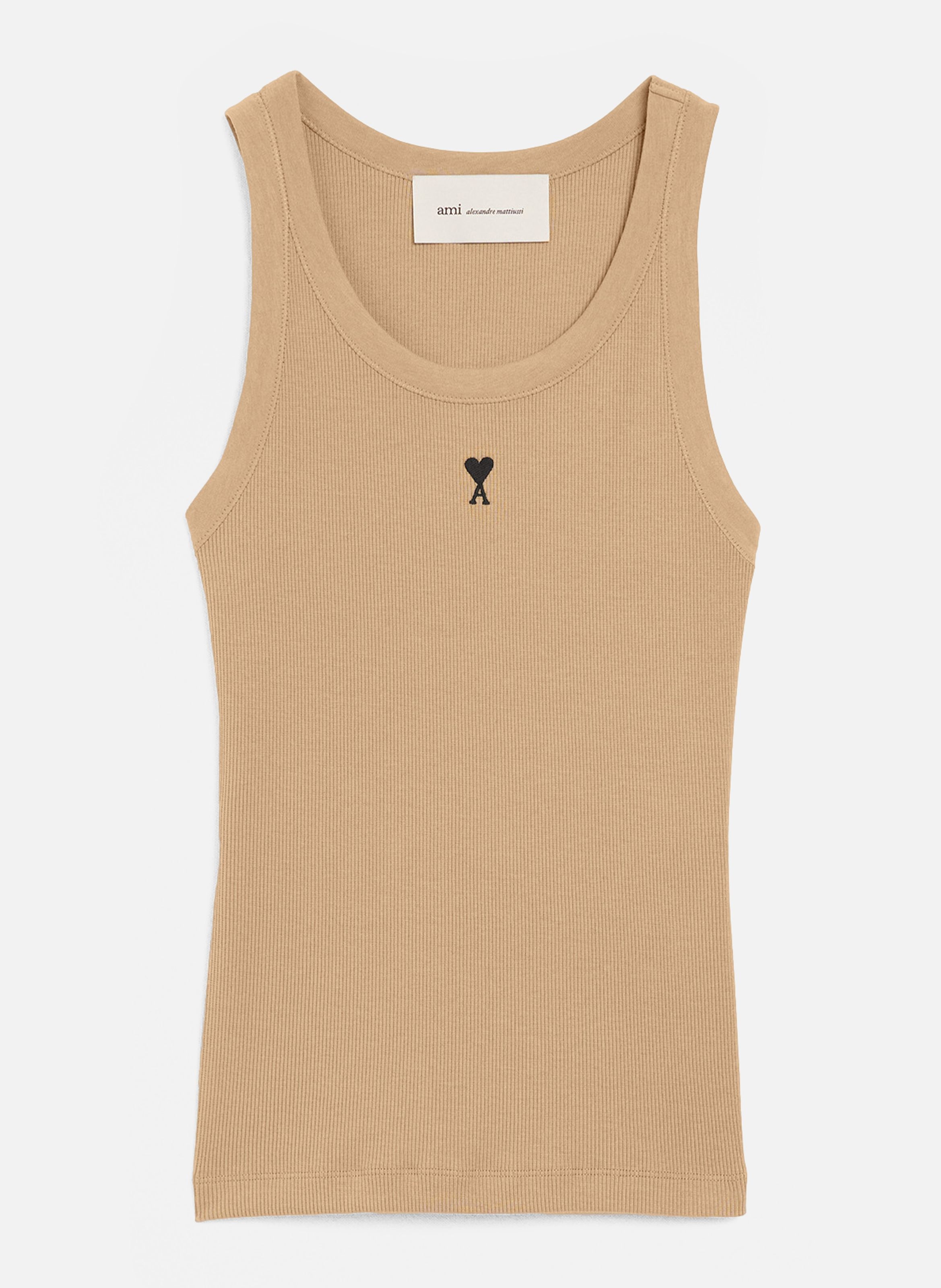 Debardeur ami de coeur en coton AMI PARIS Beige