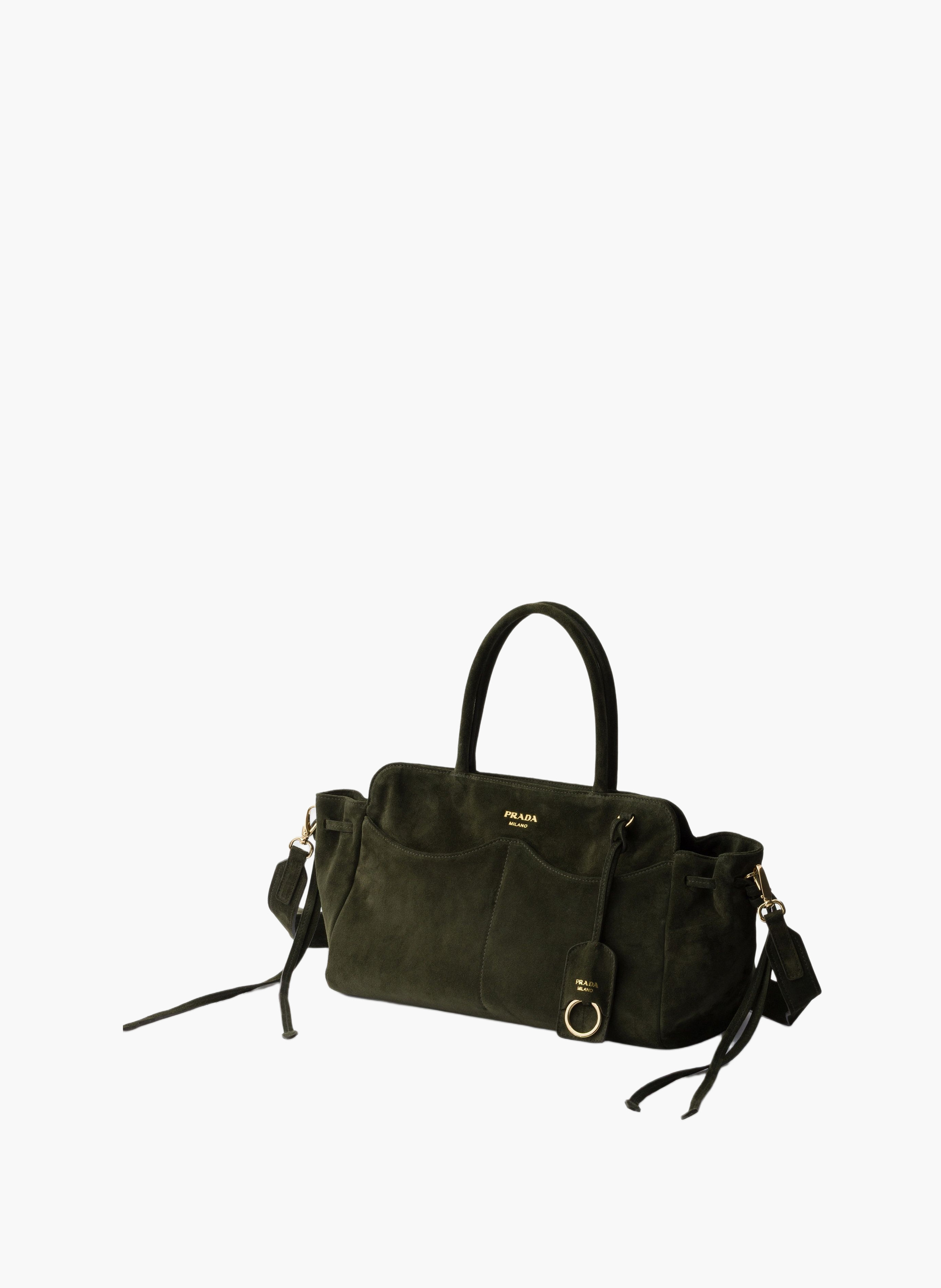 Grand sac prada allusion en veau velours PRADA Vert
