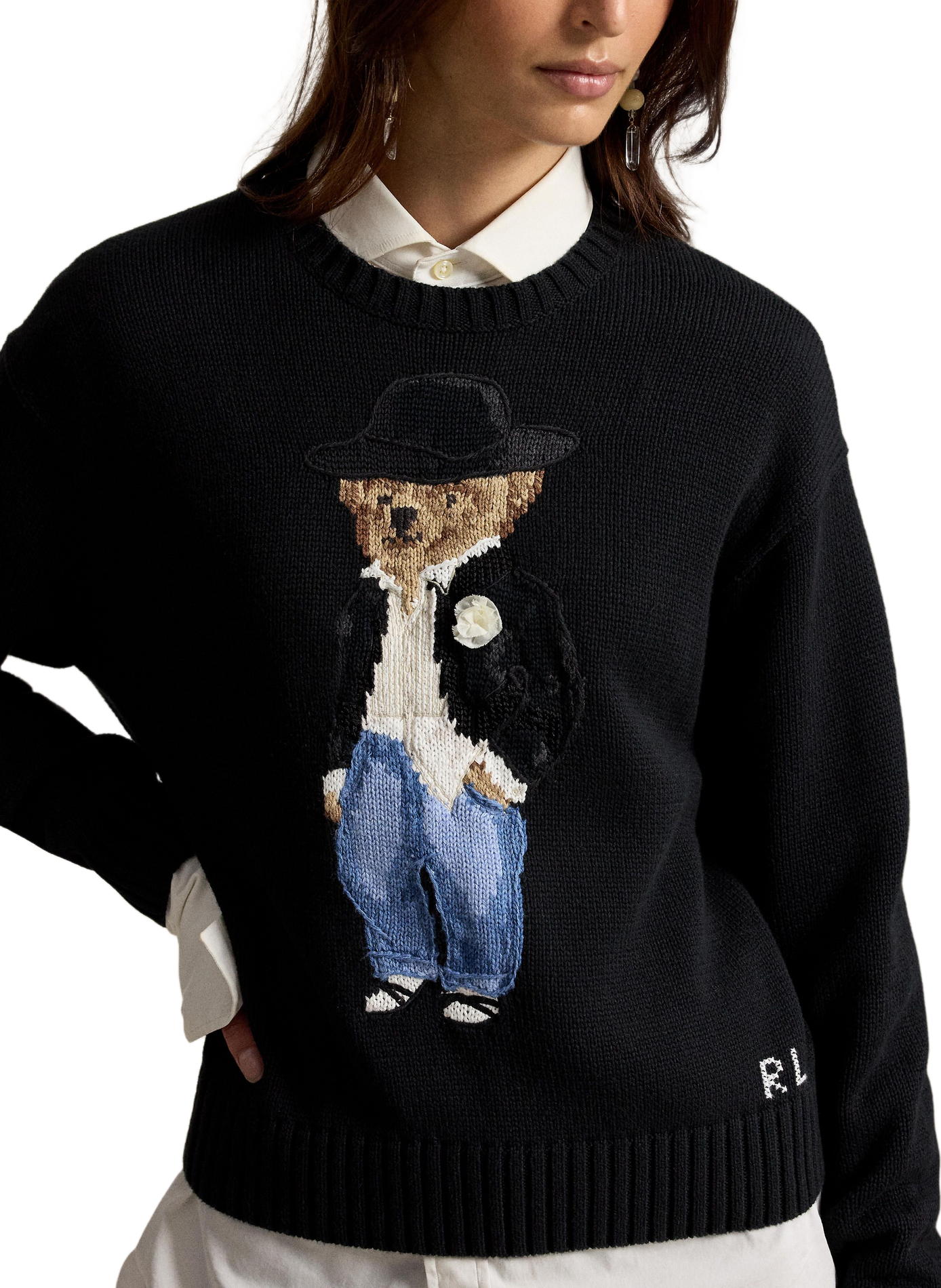 Straight crew-neck printed sweater POLO RALPH LAUREN Black
