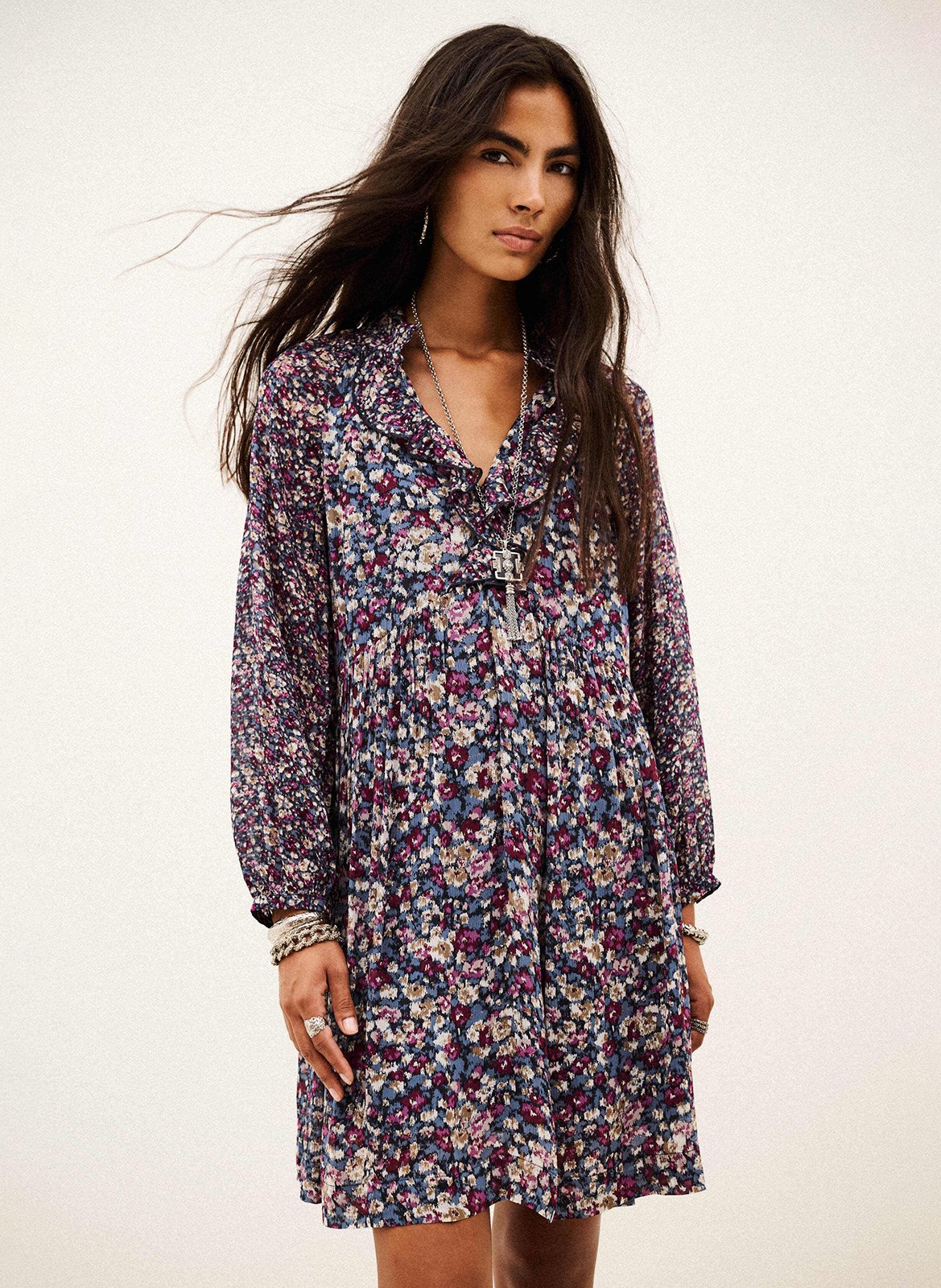Robe courte ample imprimée kimia BA&SH Bleu