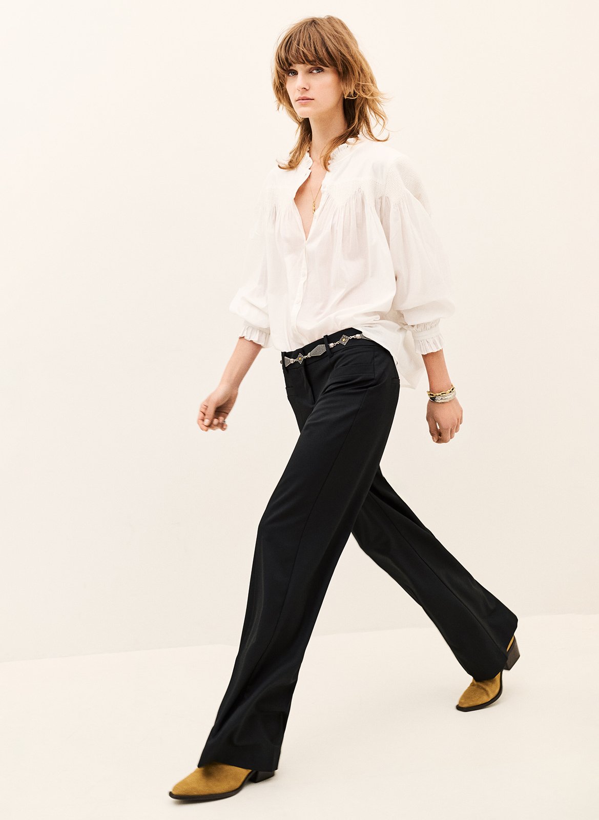 Effen rechte pantalon in pistachekleur BA&SH Zwart