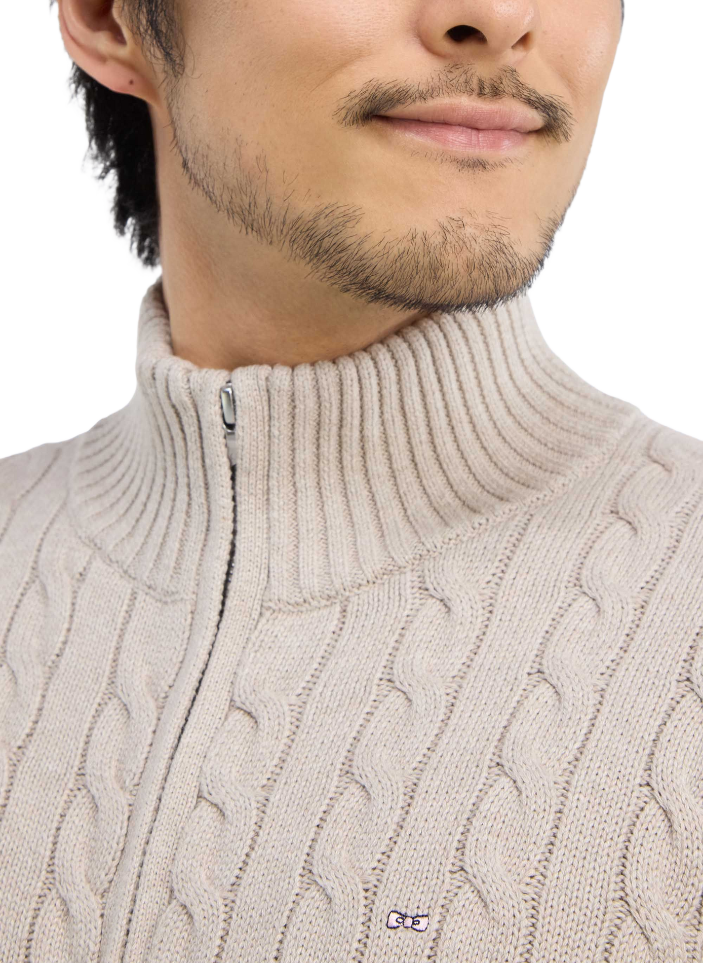 Cardigan à mailles torsadées en coton EDEN PARK Beige