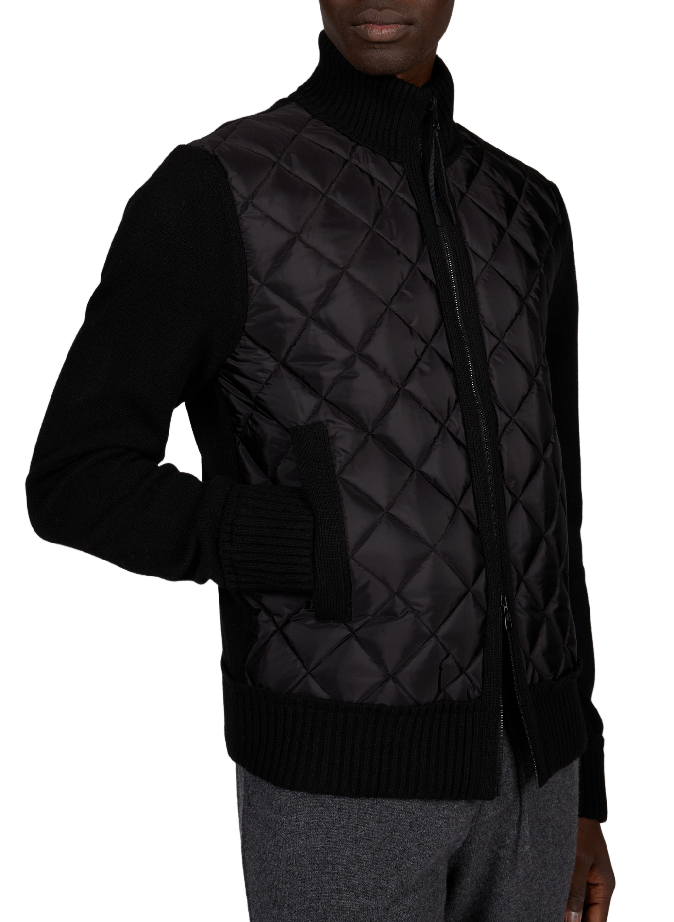 Gerader CARDIGAN aus Woll- und Kaschmir-Mischgewebe in Materialmix MONCLER Schwarz