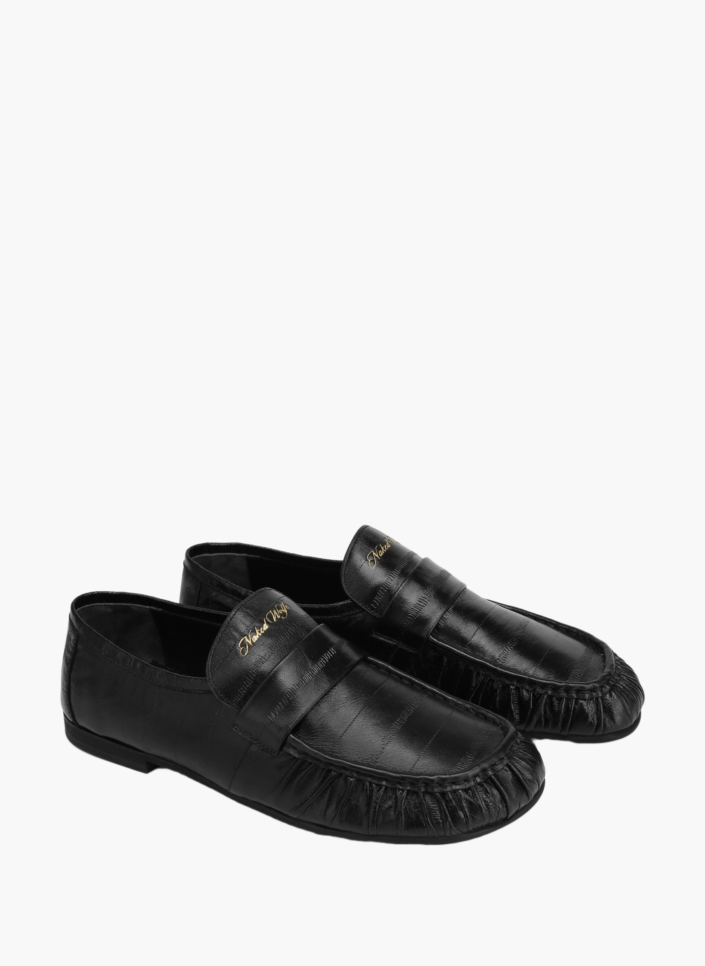 Mocassins the wall street en cuir d'anguille NAKED WOLFE Noir