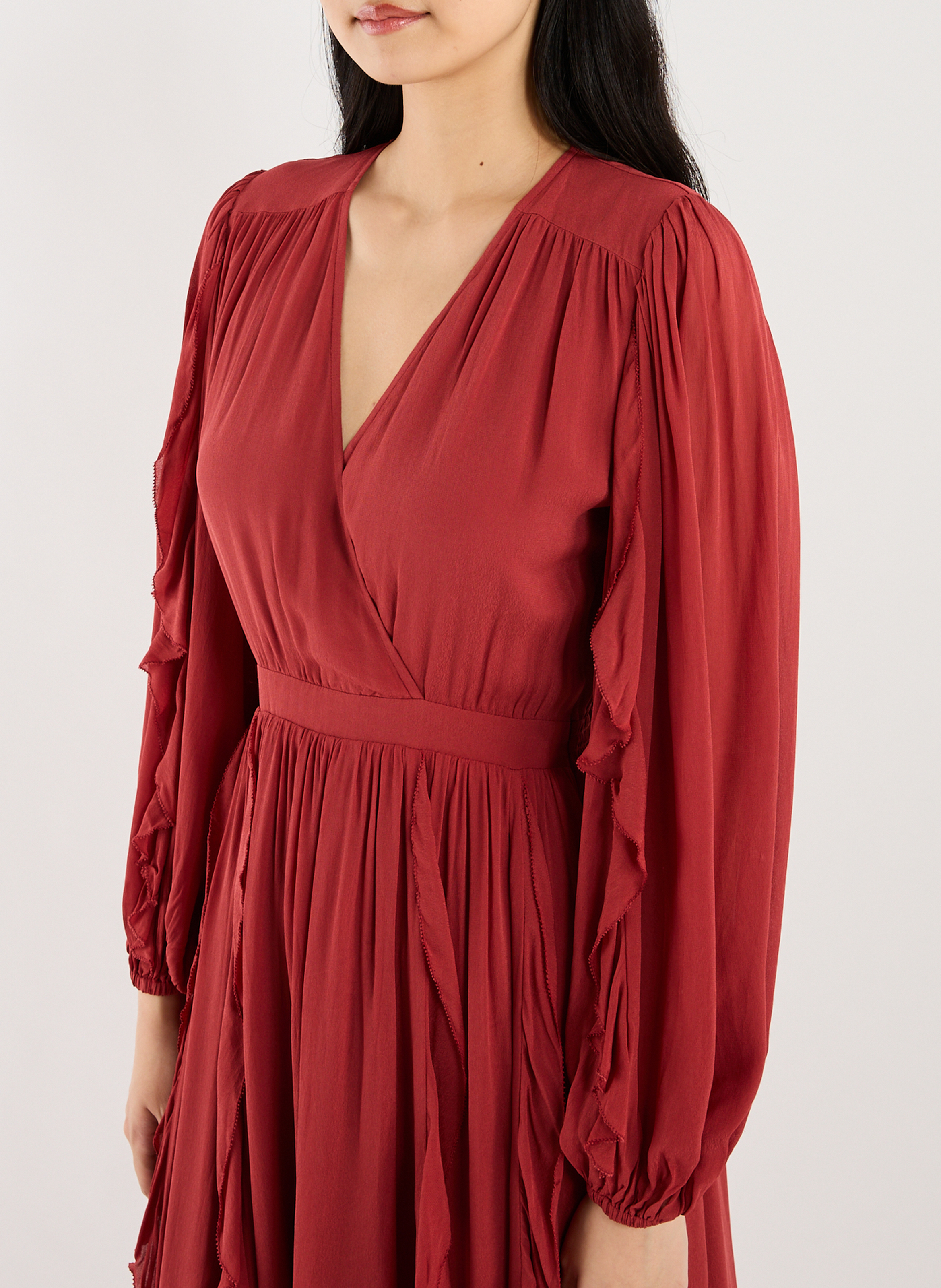 Fließendes langes figurbetontes Kleid SUNCOO Orange