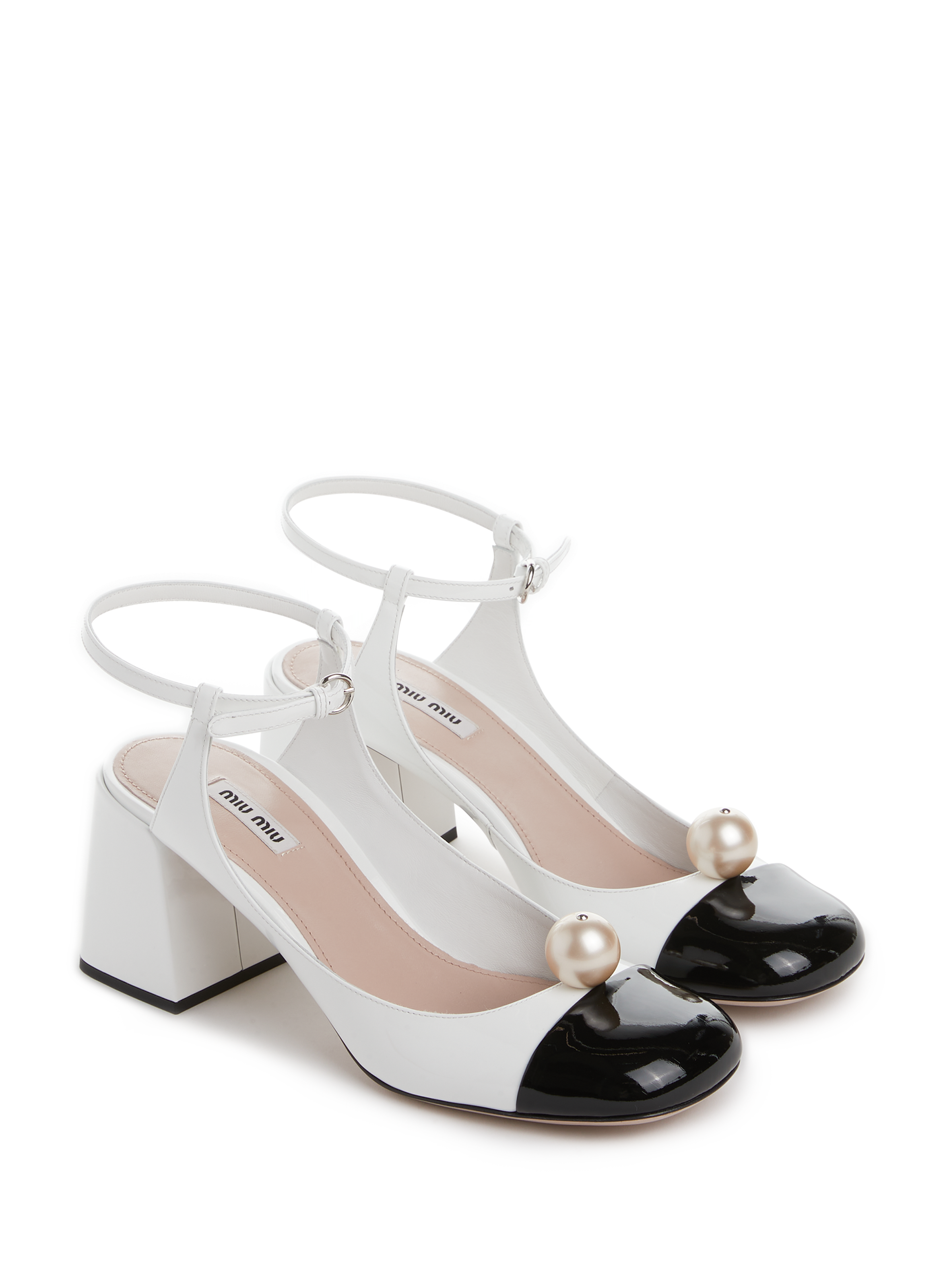 Escarpins en cuir bicolore verni