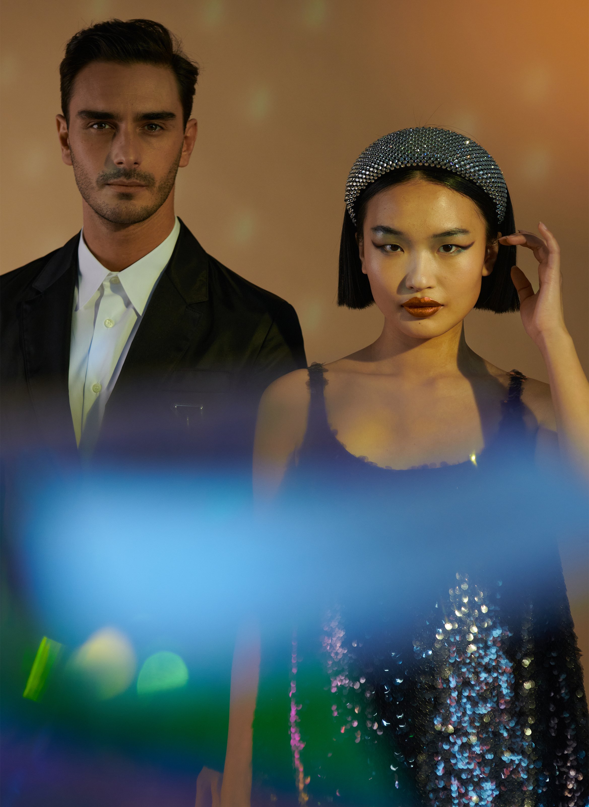 Serre-tête en satin avec strass