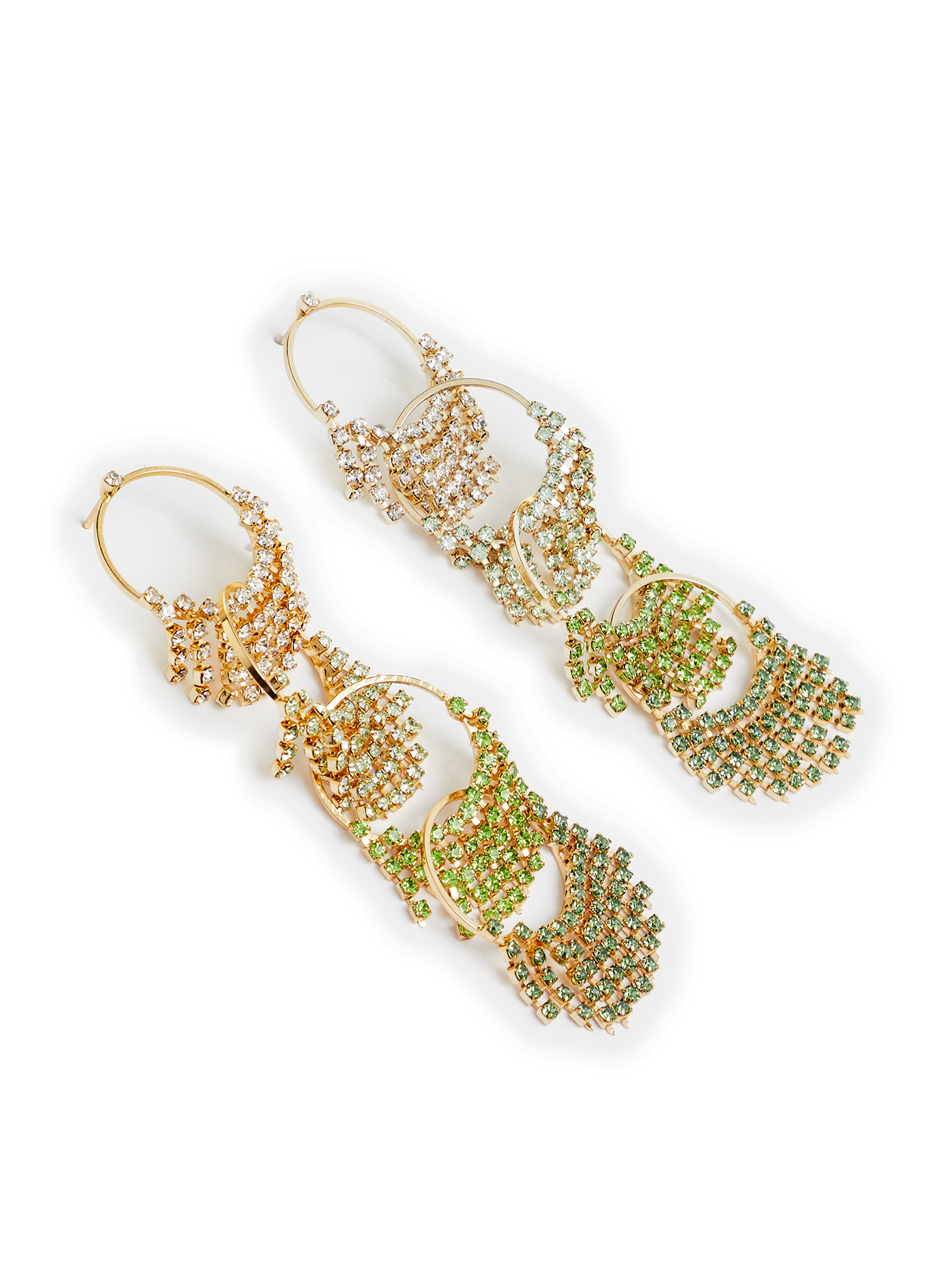 Boucles d'oreille Lamè en laiton et cristaux