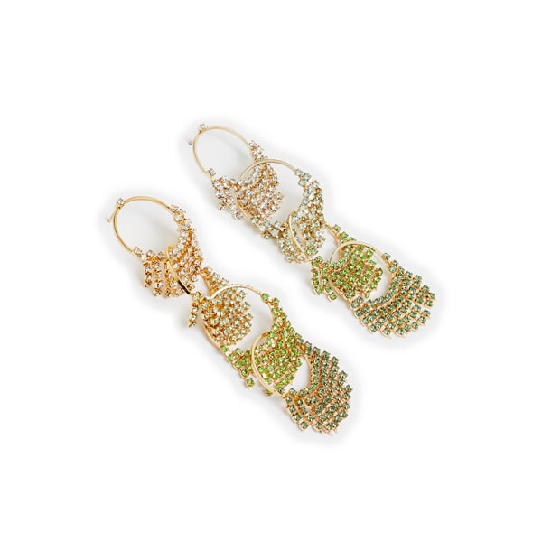 Boucles d'oreille Lamè en laiton et cristaux