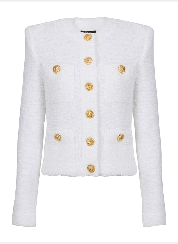 Veste 4 poches en tweed miami Blanc by BALMAIN BALMAIN Veste 4 poches en tweed miami Blanc