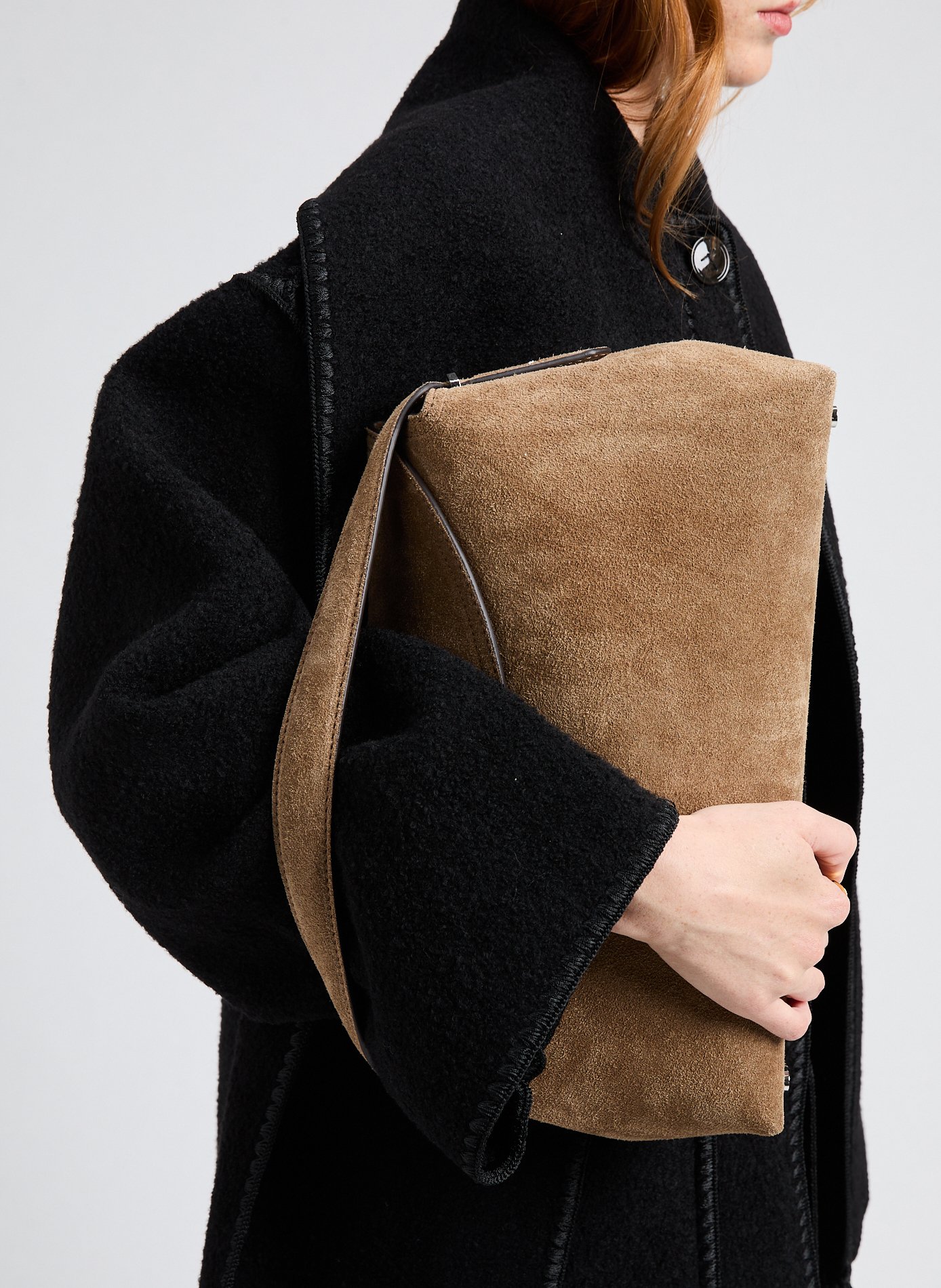 Suede leather T-lock bag TOTEME Brown