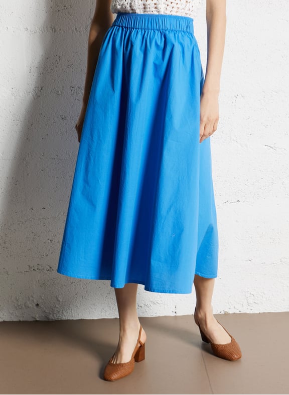 Jupe midi évasée en coton brune Bleu by MAISON 123 MAISON 123 Jupe midi évasée en coton brune Bleu