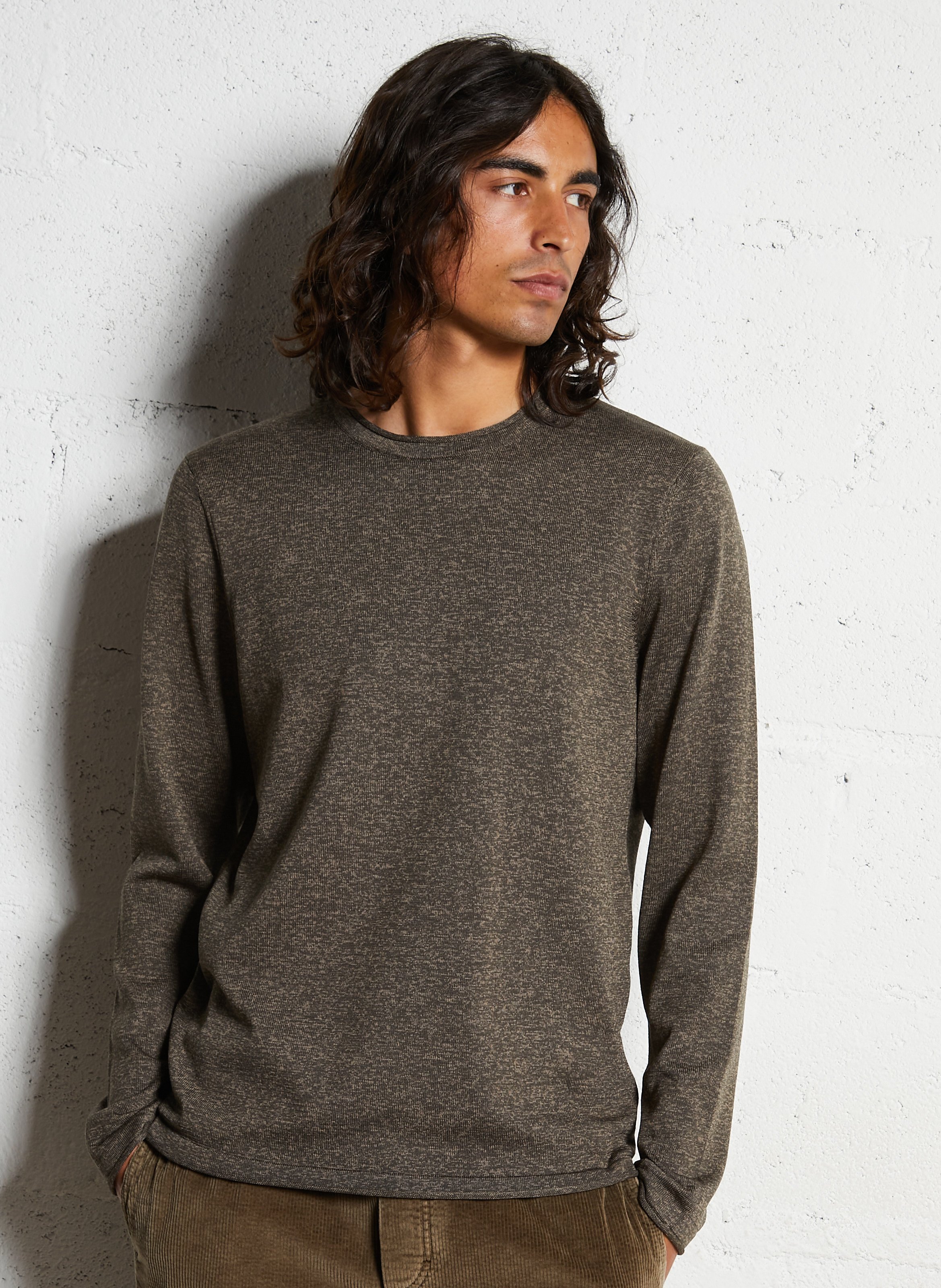 Pull droit en maille IKKS Kaki