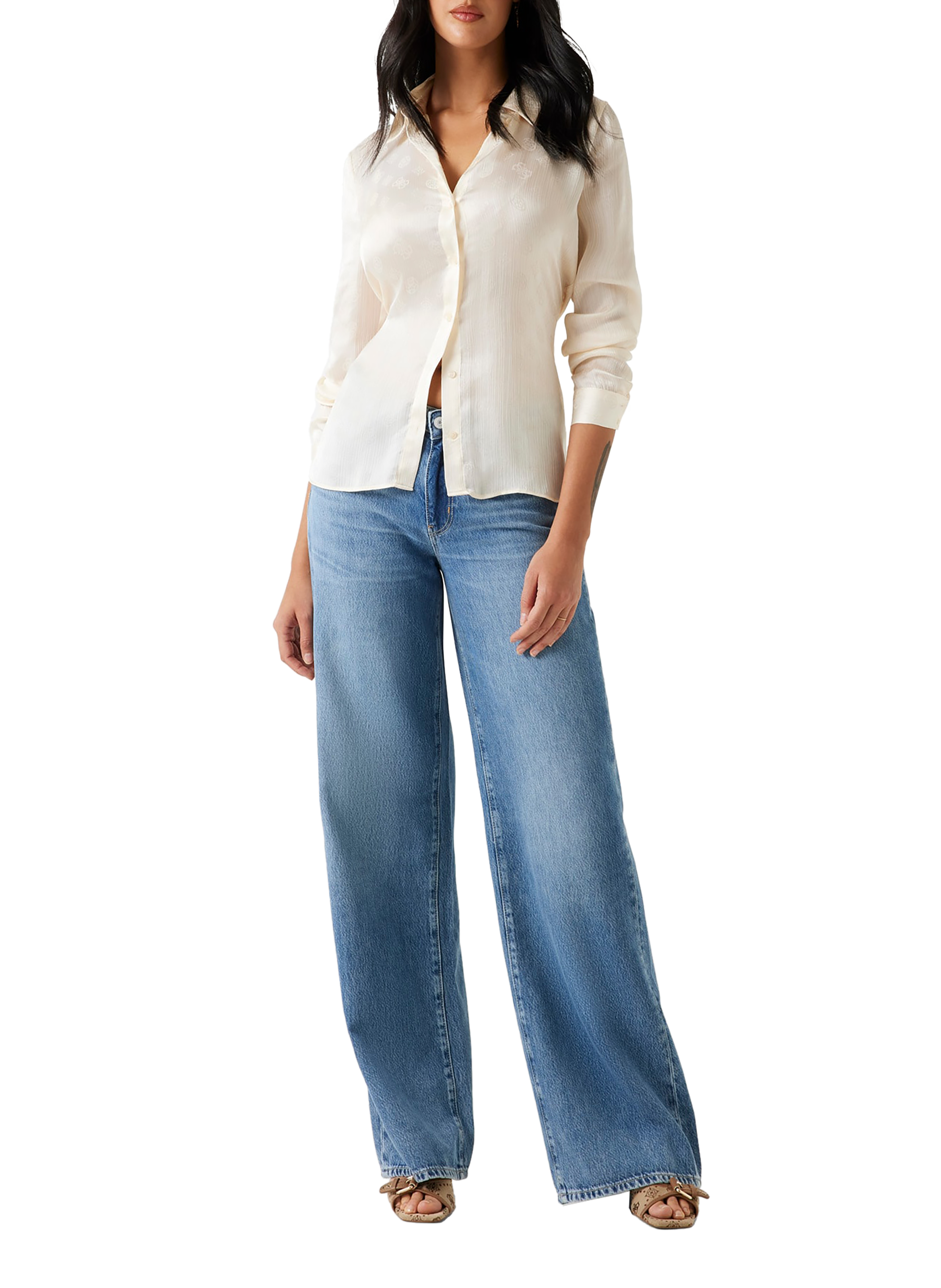 Fluid printed shirt GUESS Beige