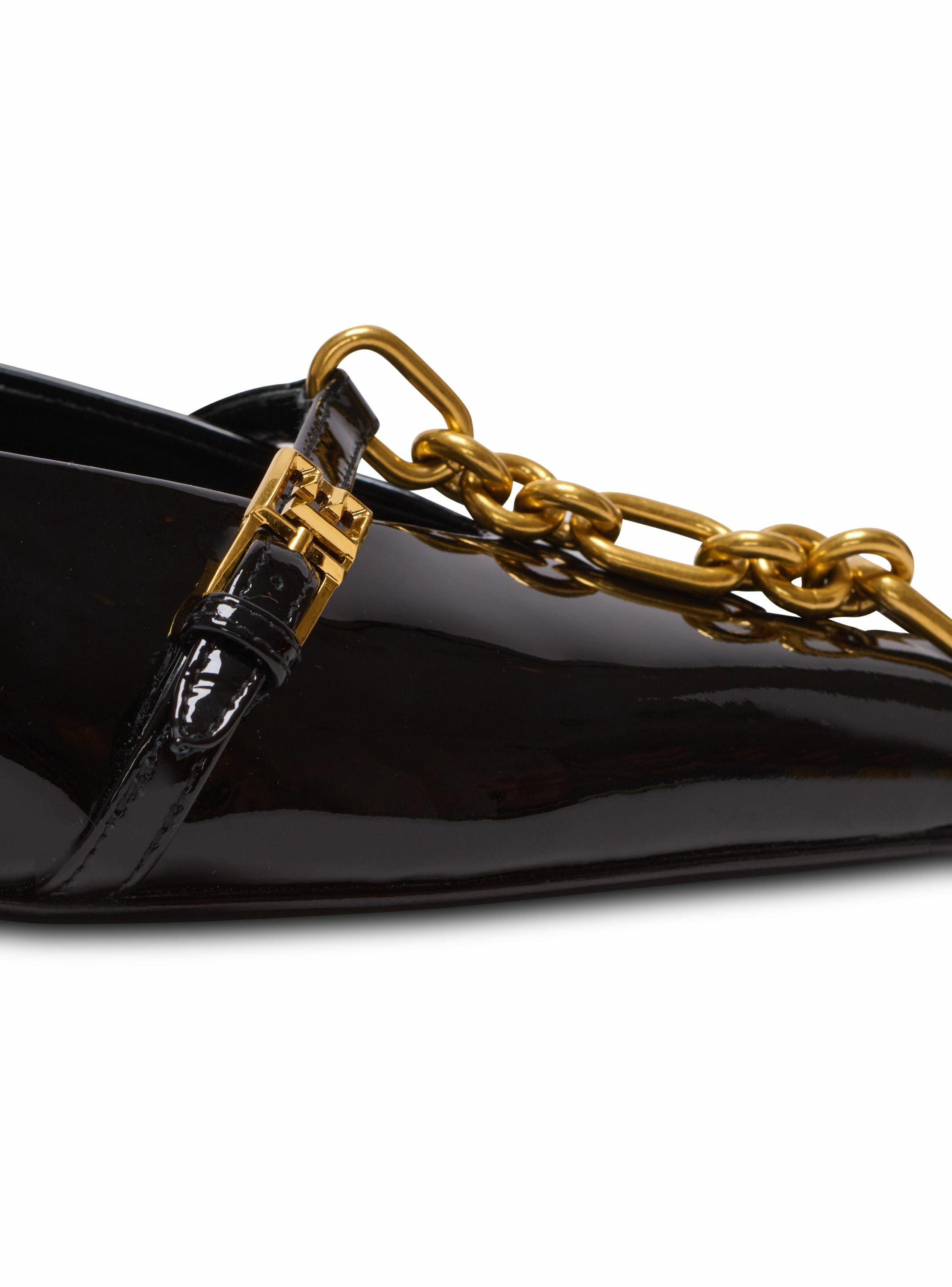 Mules sync en cuir verni à bout pointu BALMAIN Noir