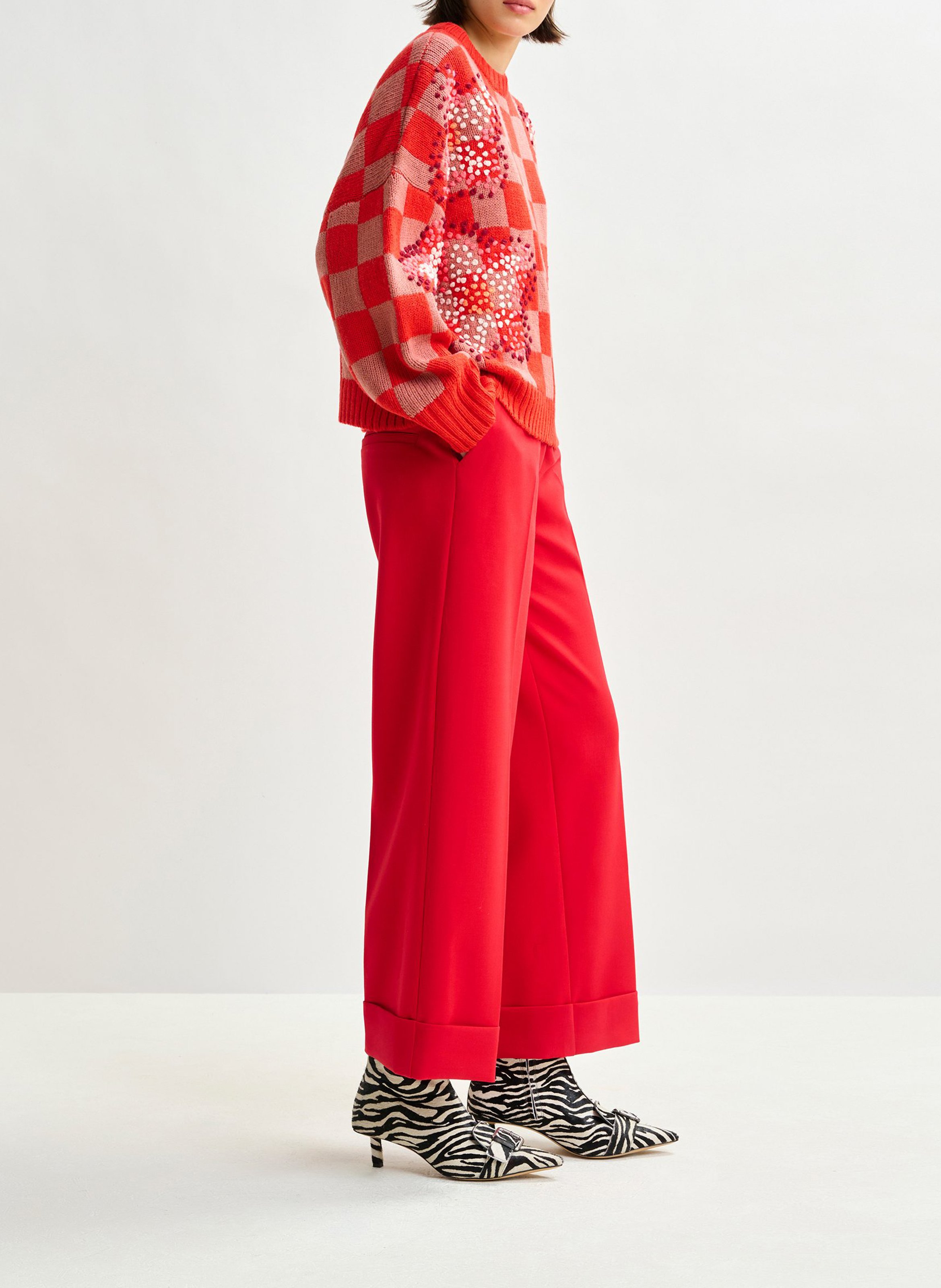 Pull droit col rond en laine mélangée inter ESSENTIEL ANTWERP Rouge