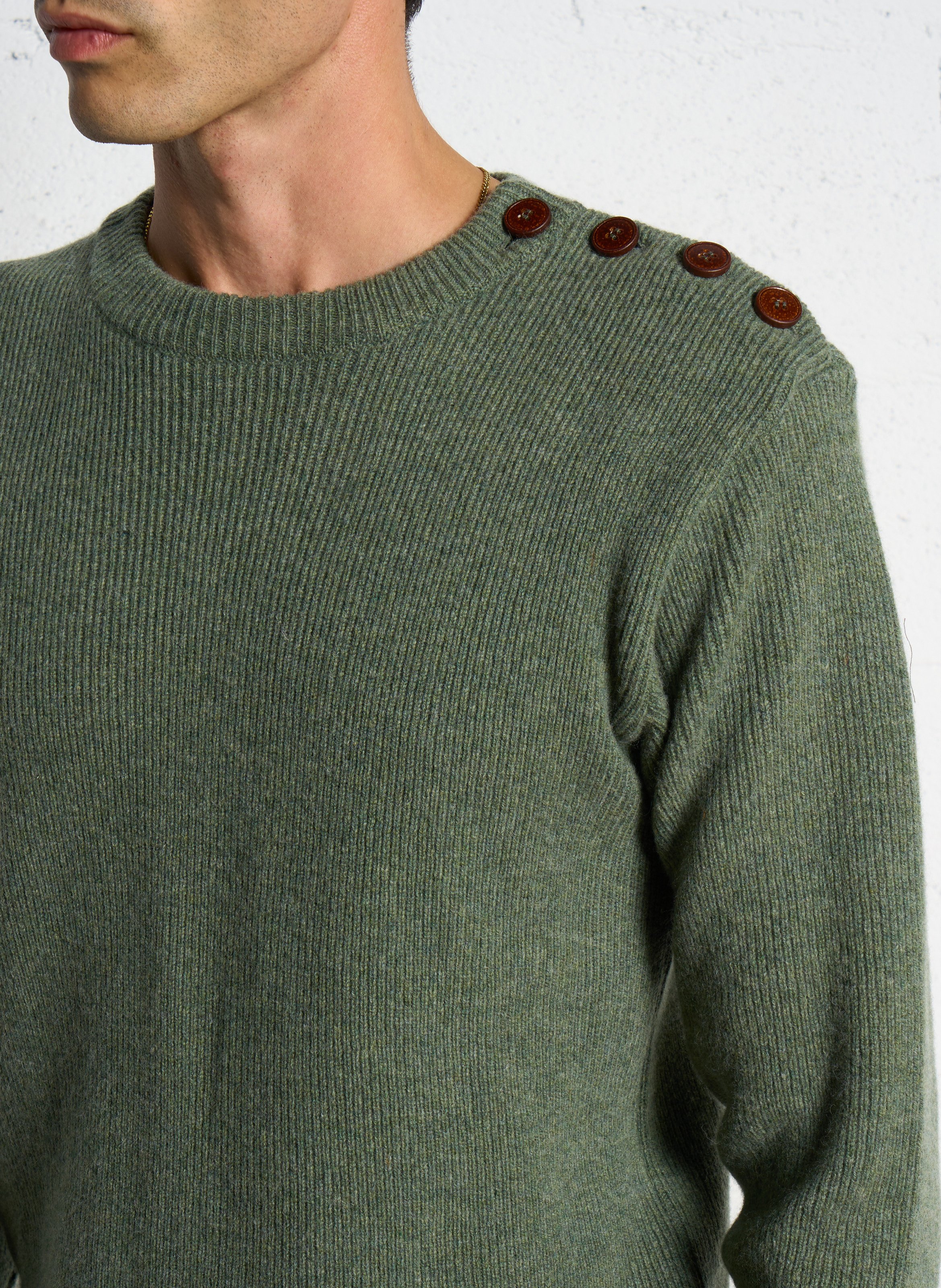 Pull col rond en laine d'agneau ARMOR-LUX Kaki