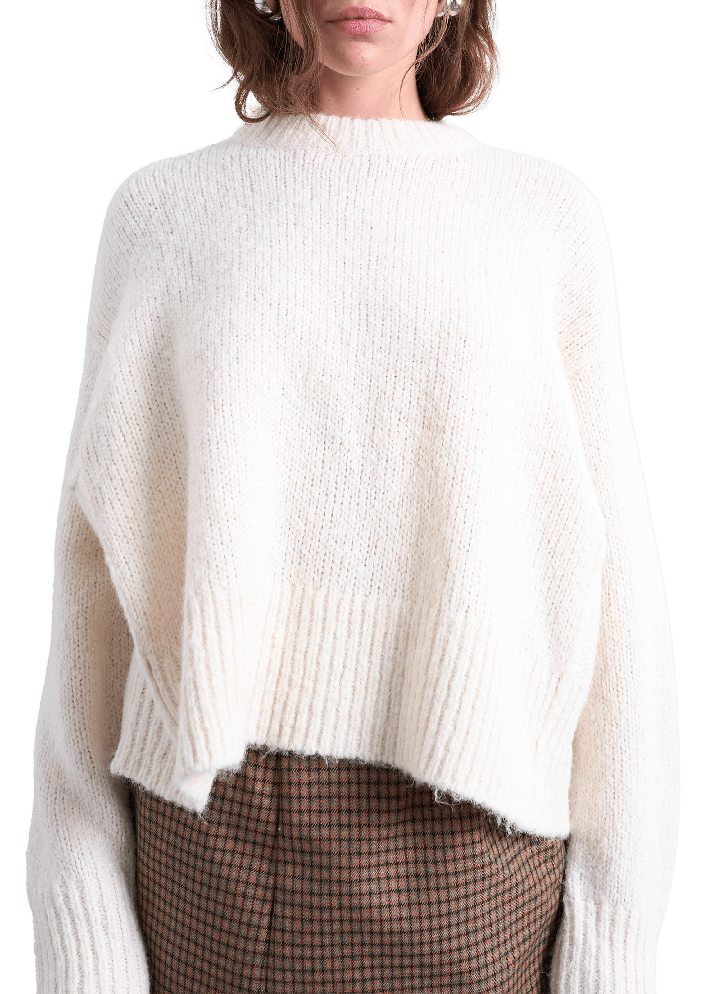 TOPSHOP Knitted round-neck jumper White