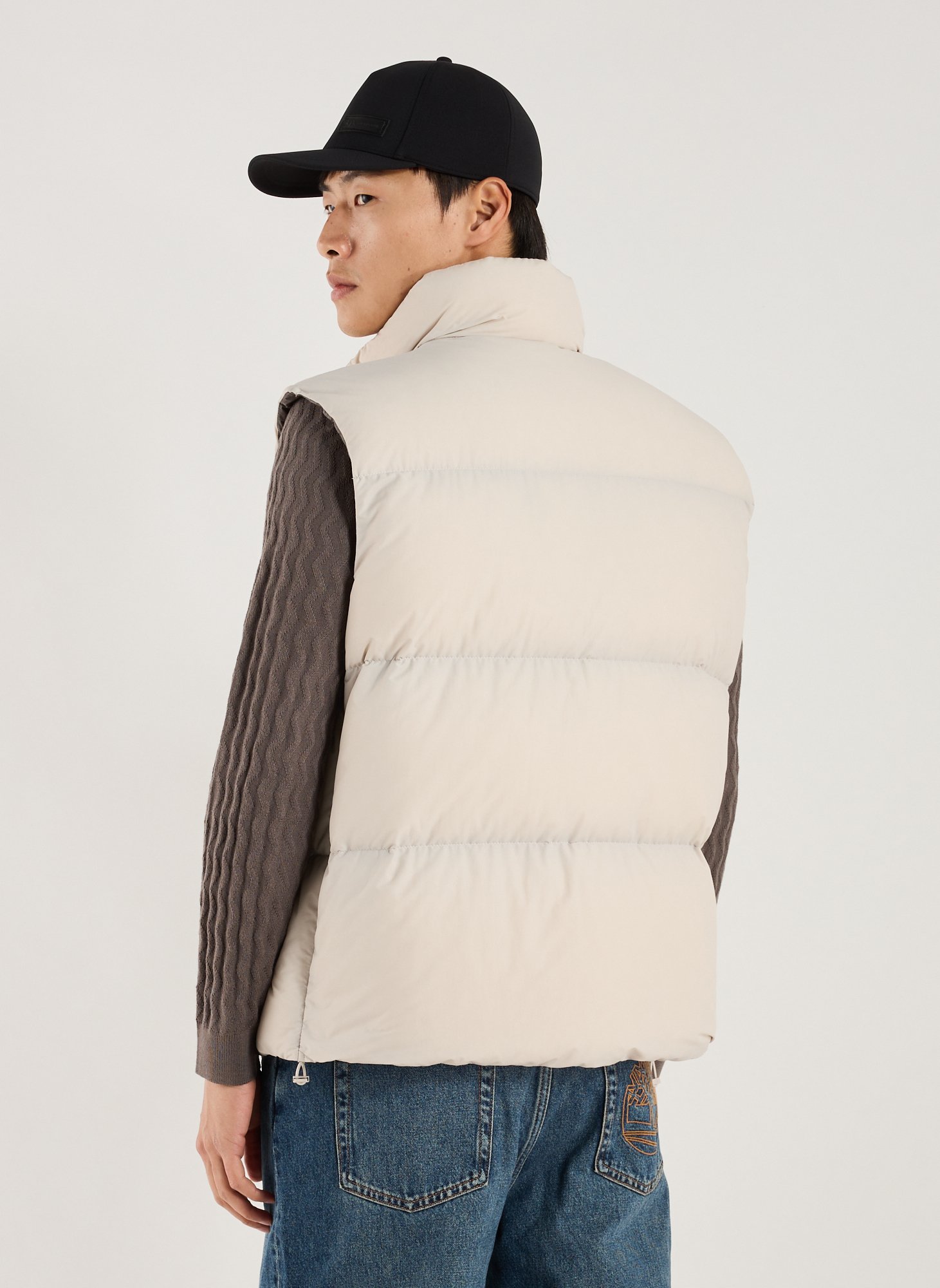 Quilted sleeveless puffer jacket with high neck ARMANI EXCHANGE Brown