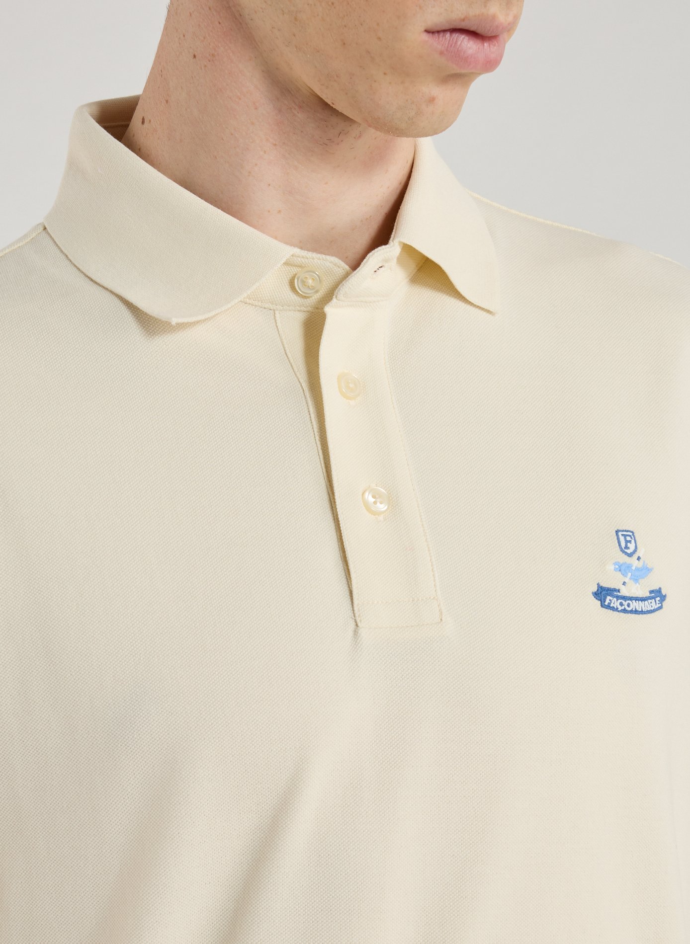 Polo à manches longues en coton FACONNABLE Blanc