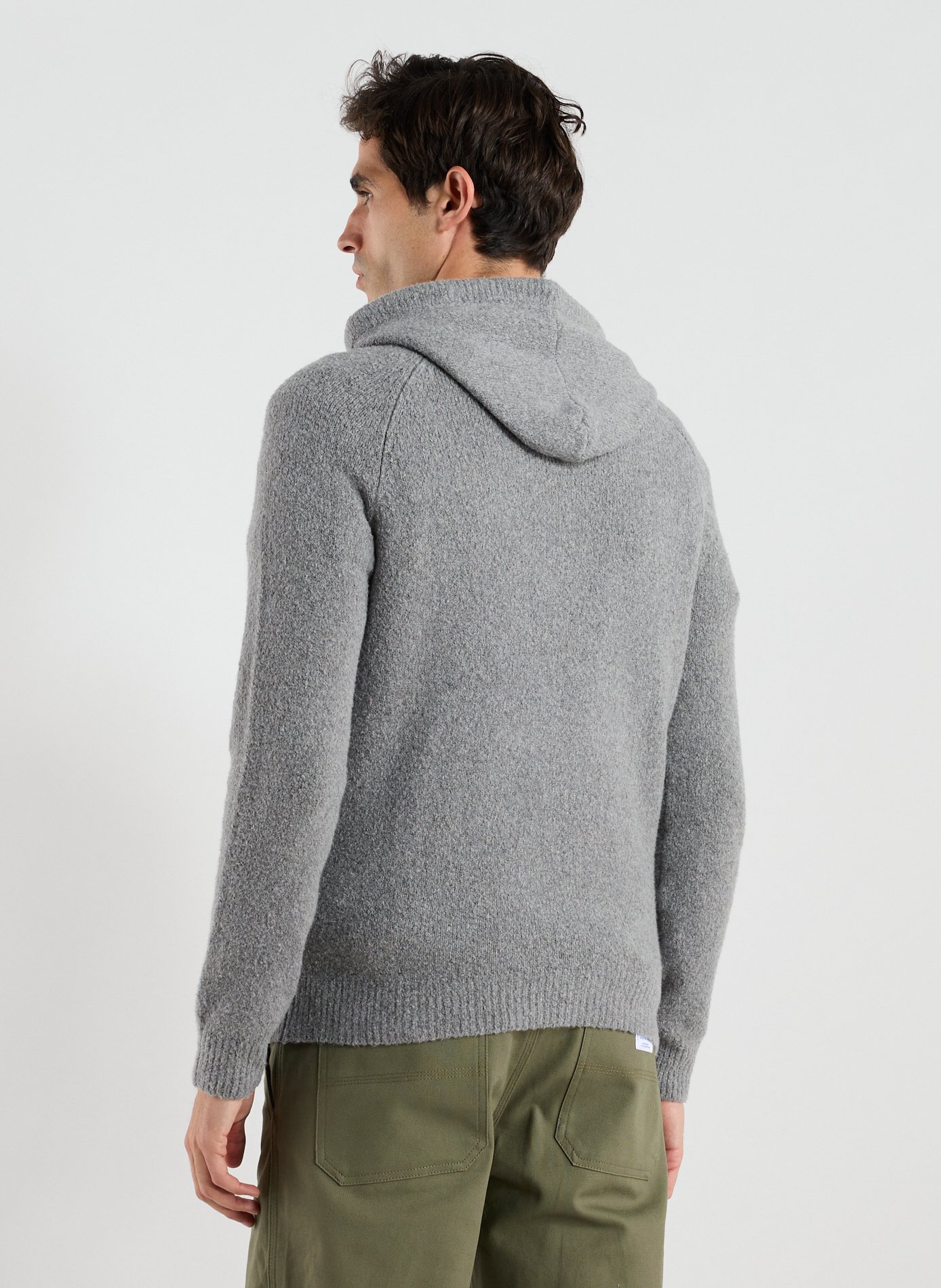 Sweat droit à capuche en coton mélangé WOOLRICH Gris