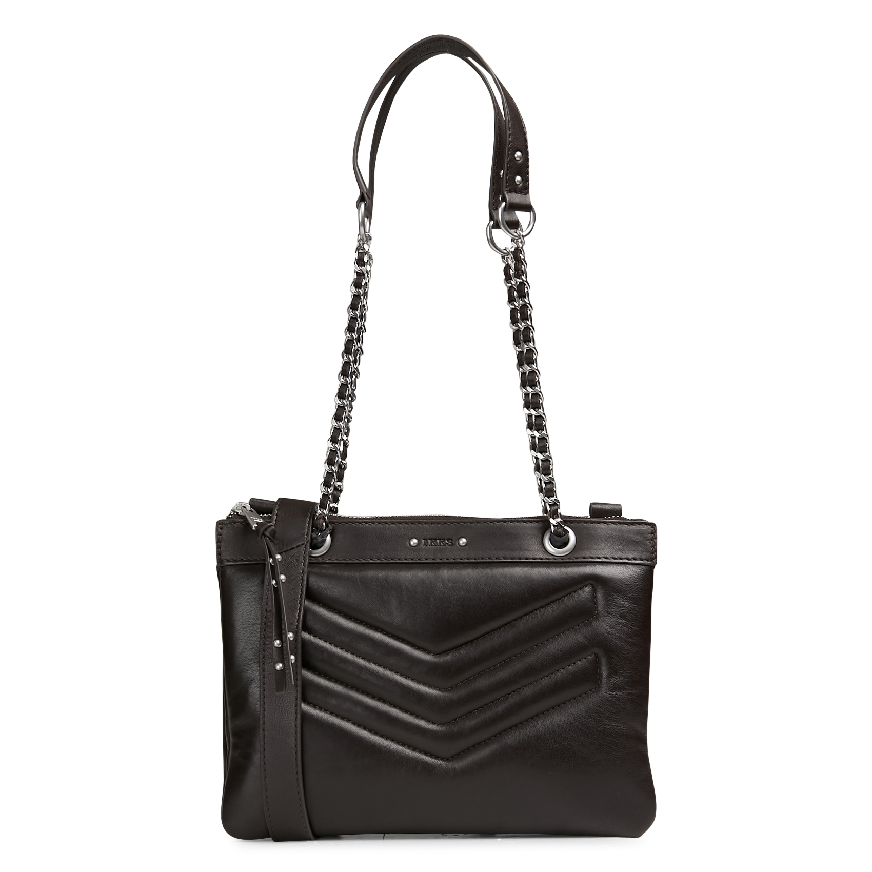 Sac pochette en cuir 1440 reporter IKKS Marron