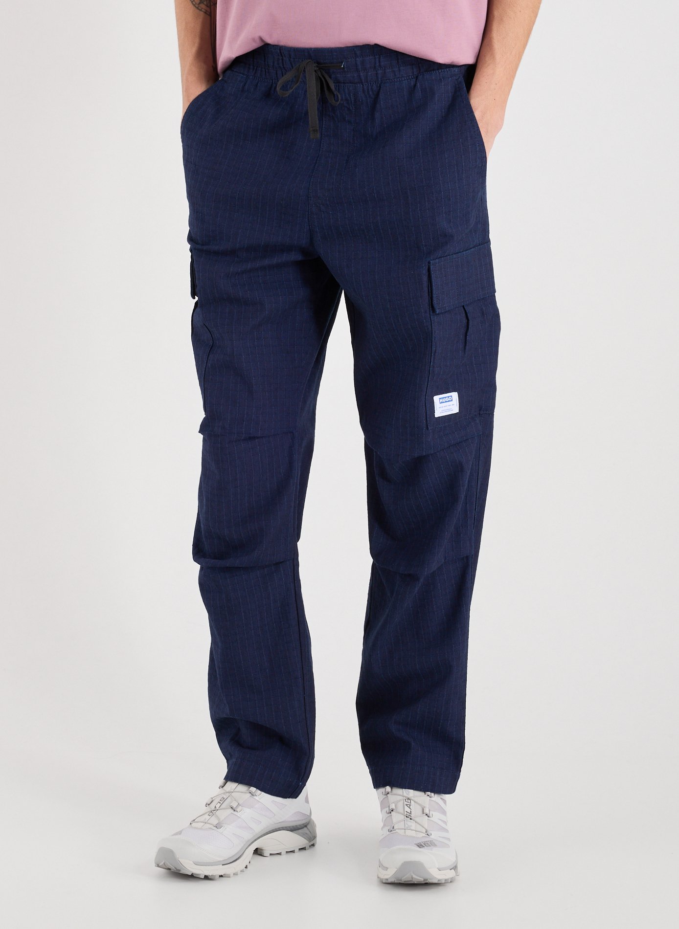 HUGO BLUE Pantalon cargo Relaxed en coton Bleu