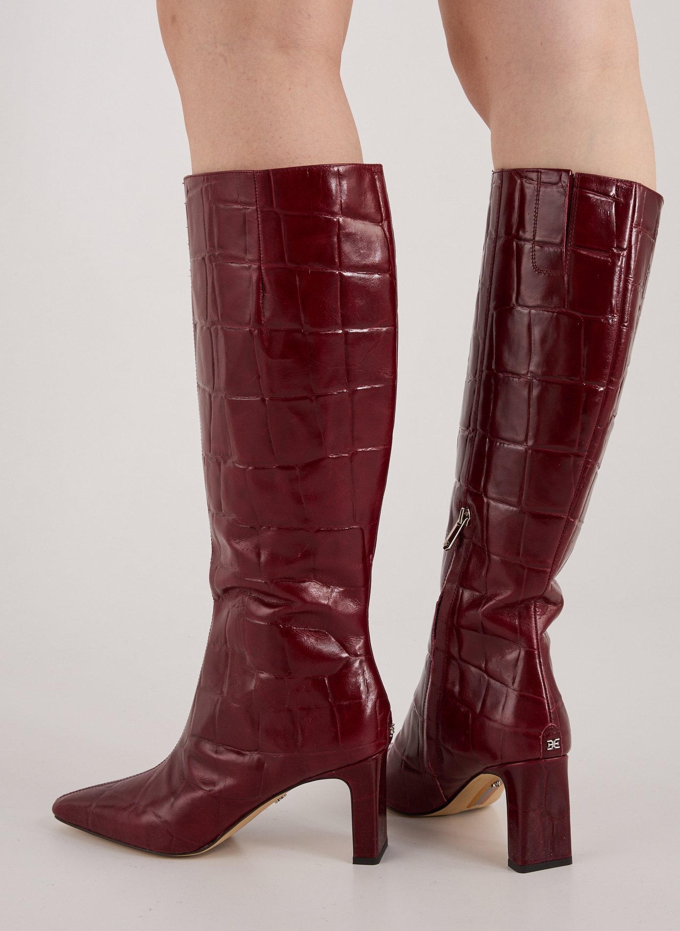 Bottes aspect peau de crocodile en cuir SAM EDELMAN Rouge