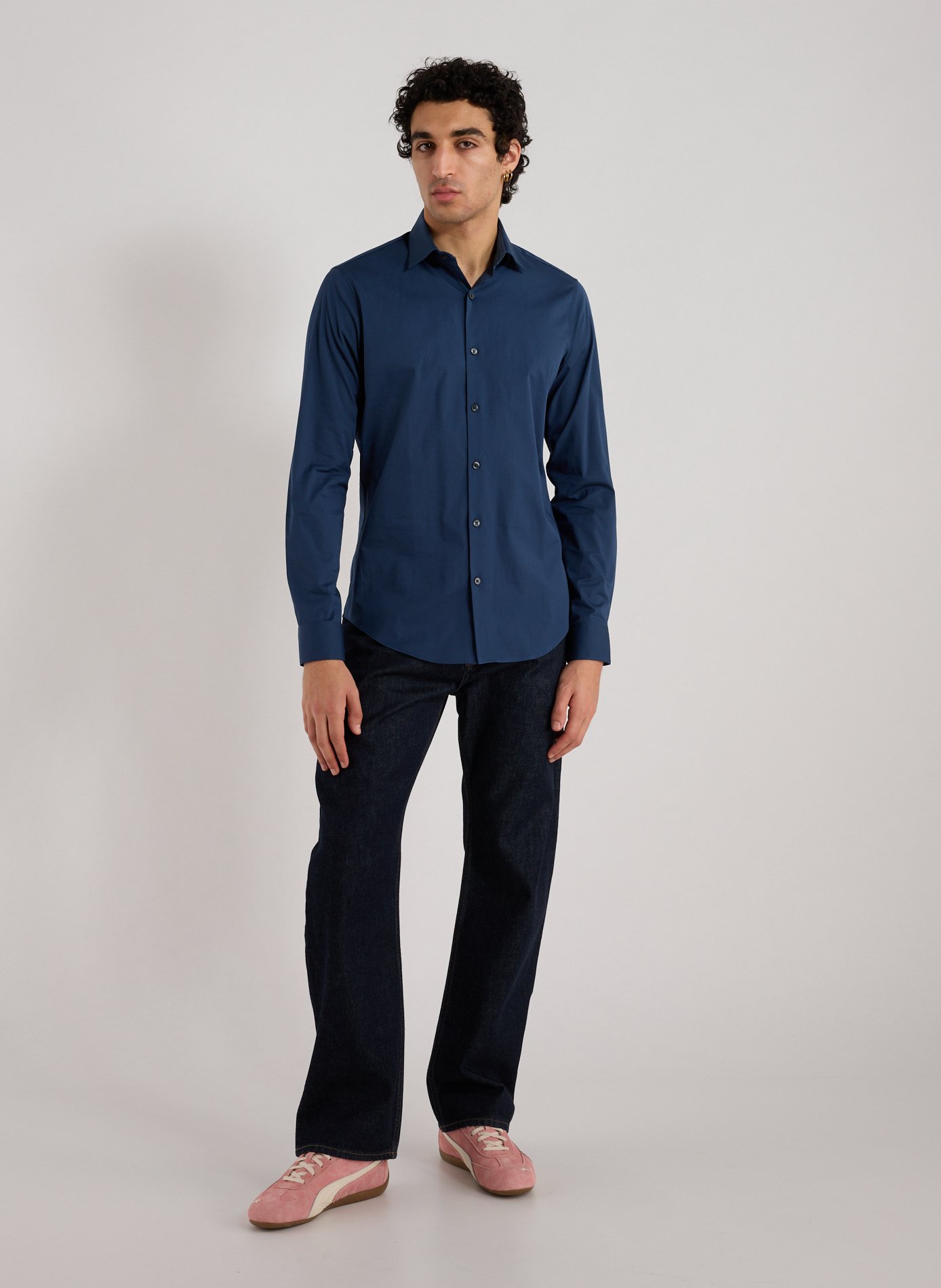 Slim cotton-blend shirt CALVIN KLEIN Blue