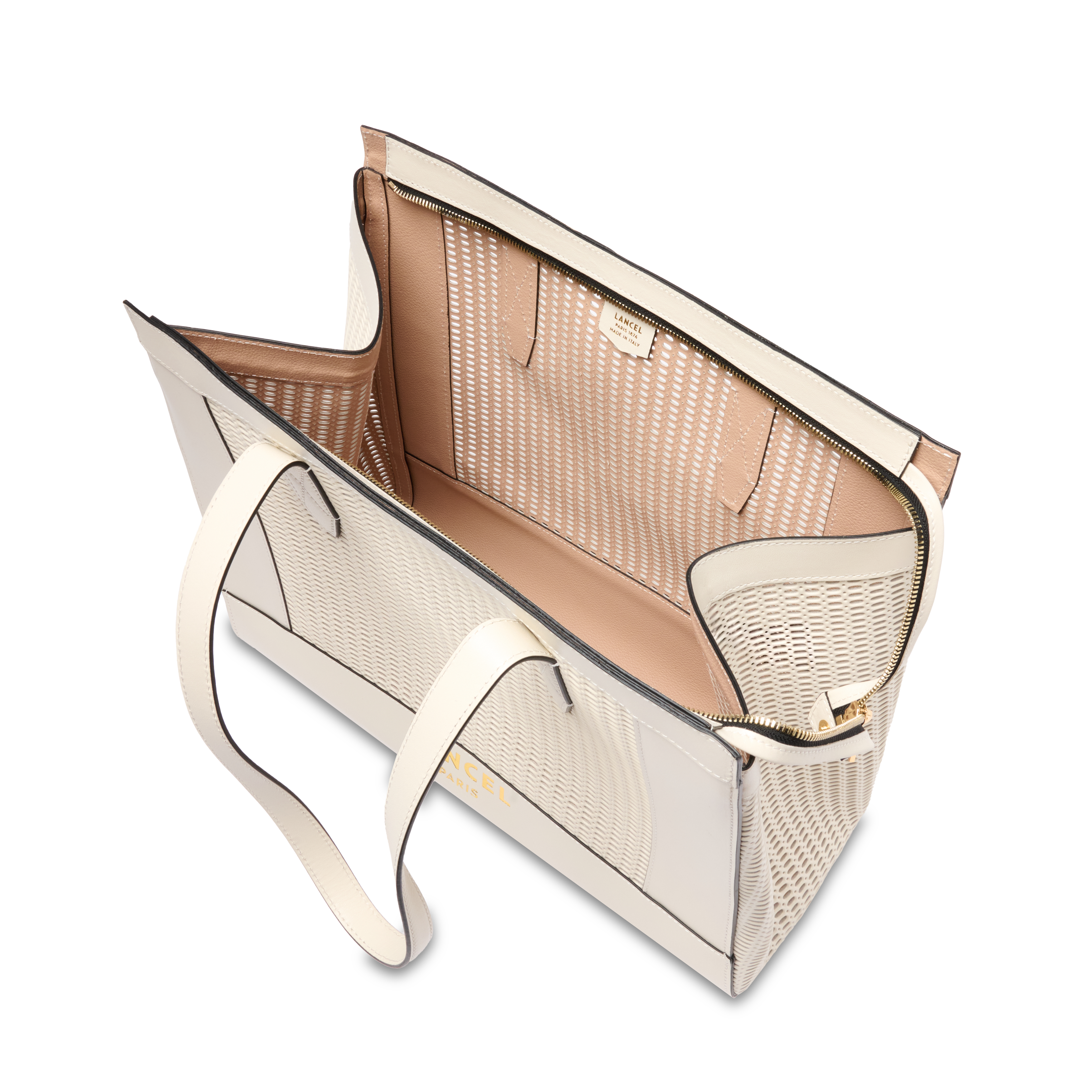 Sac cabas zippé l jour de lancel en cuir LANCEL Blanc