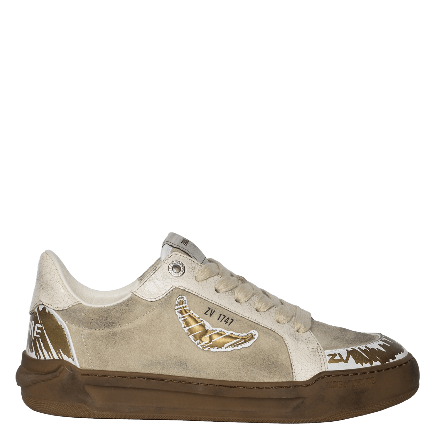 Baskets basses en cuir fly wings ZADIG&VOLTAIRE Beige