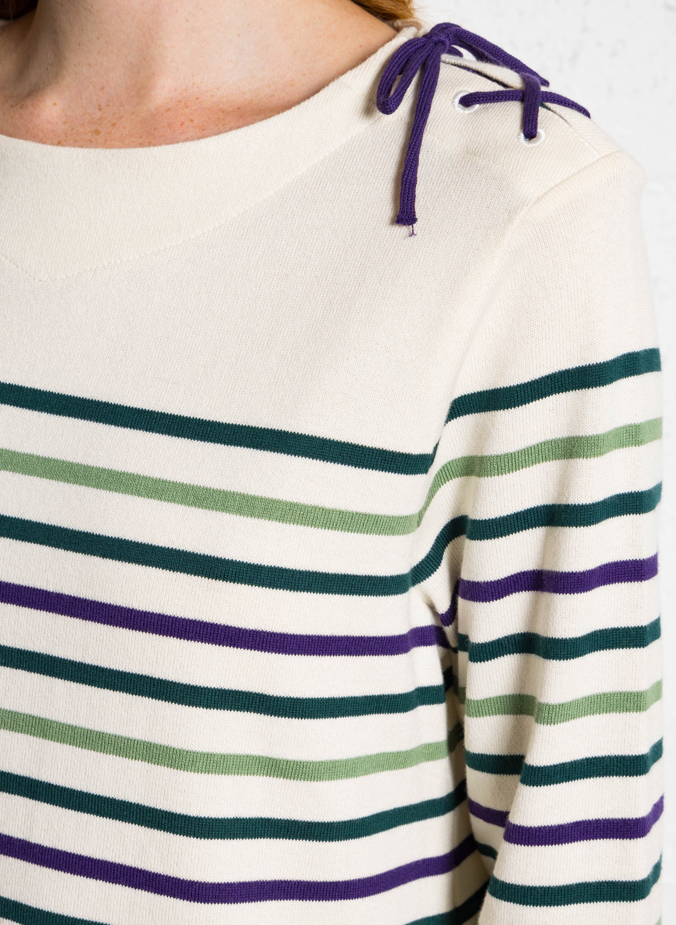 Top manches longues à rayures en coton ARMOR-LUX Beige