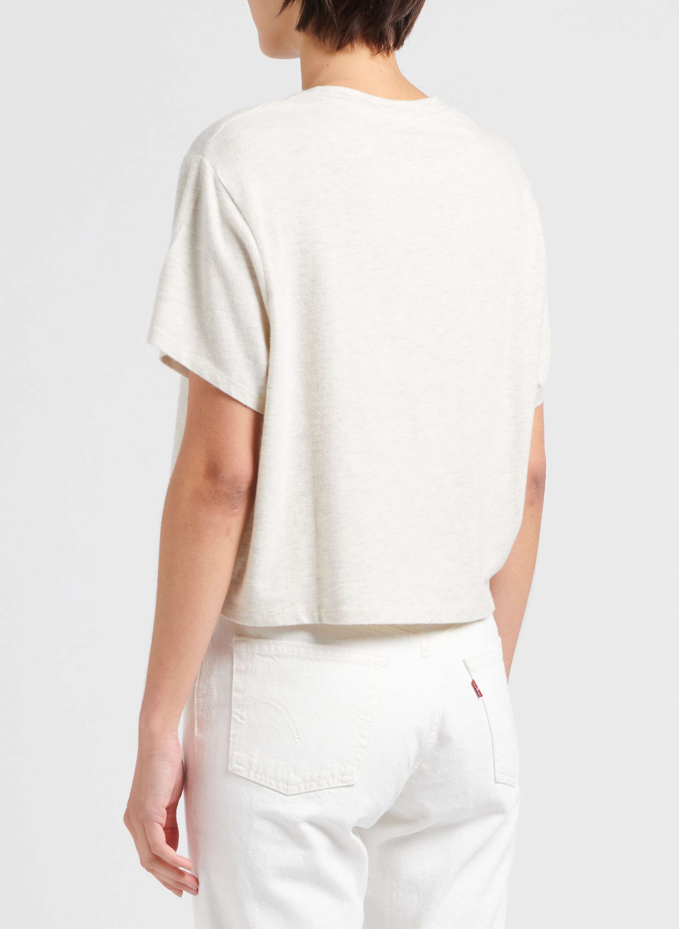 Tee shirt chiné col rond en coton mélangé ypawood Gris