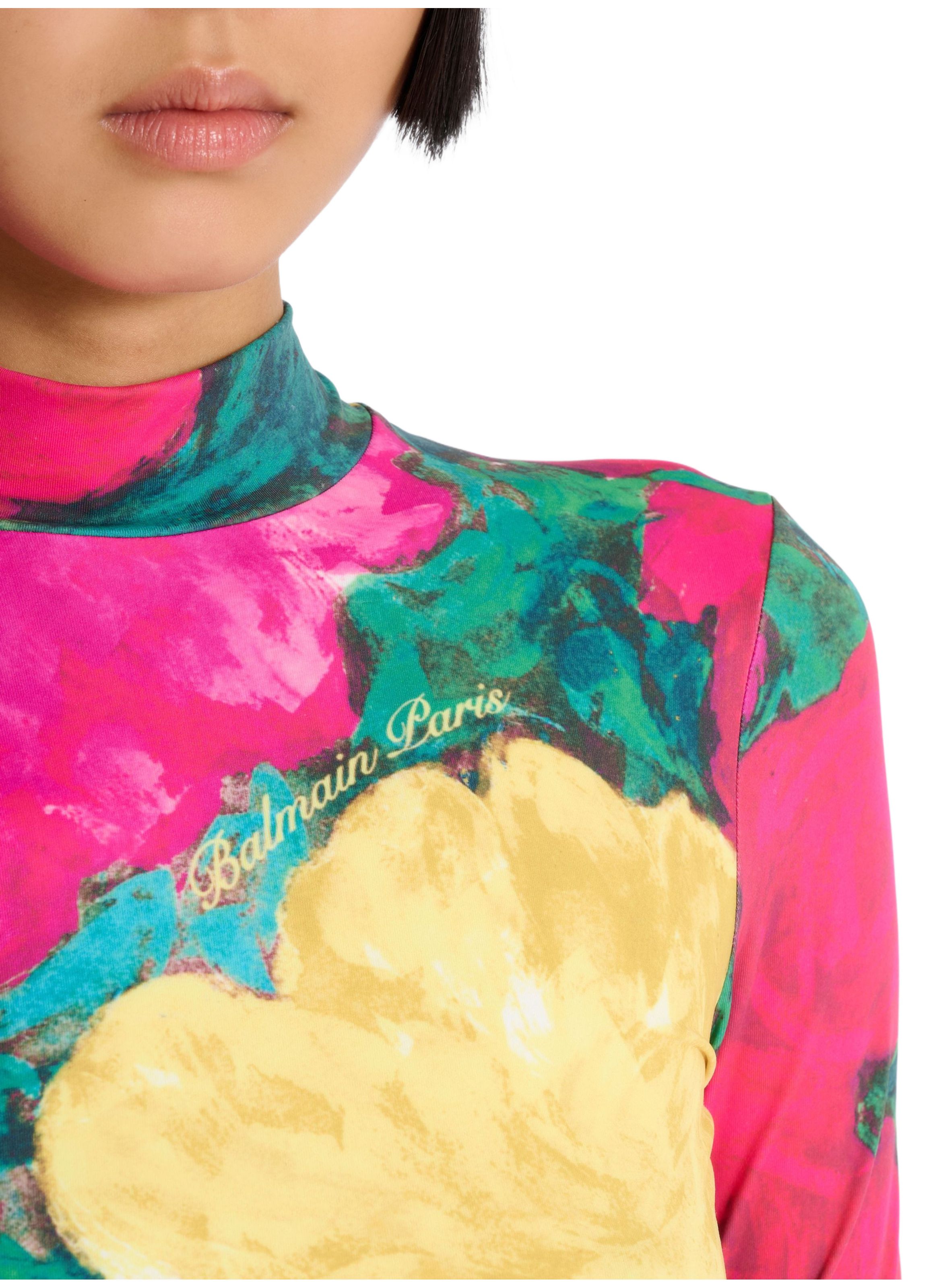 Top à imprimé avec col montant BALMAIN Multicolore