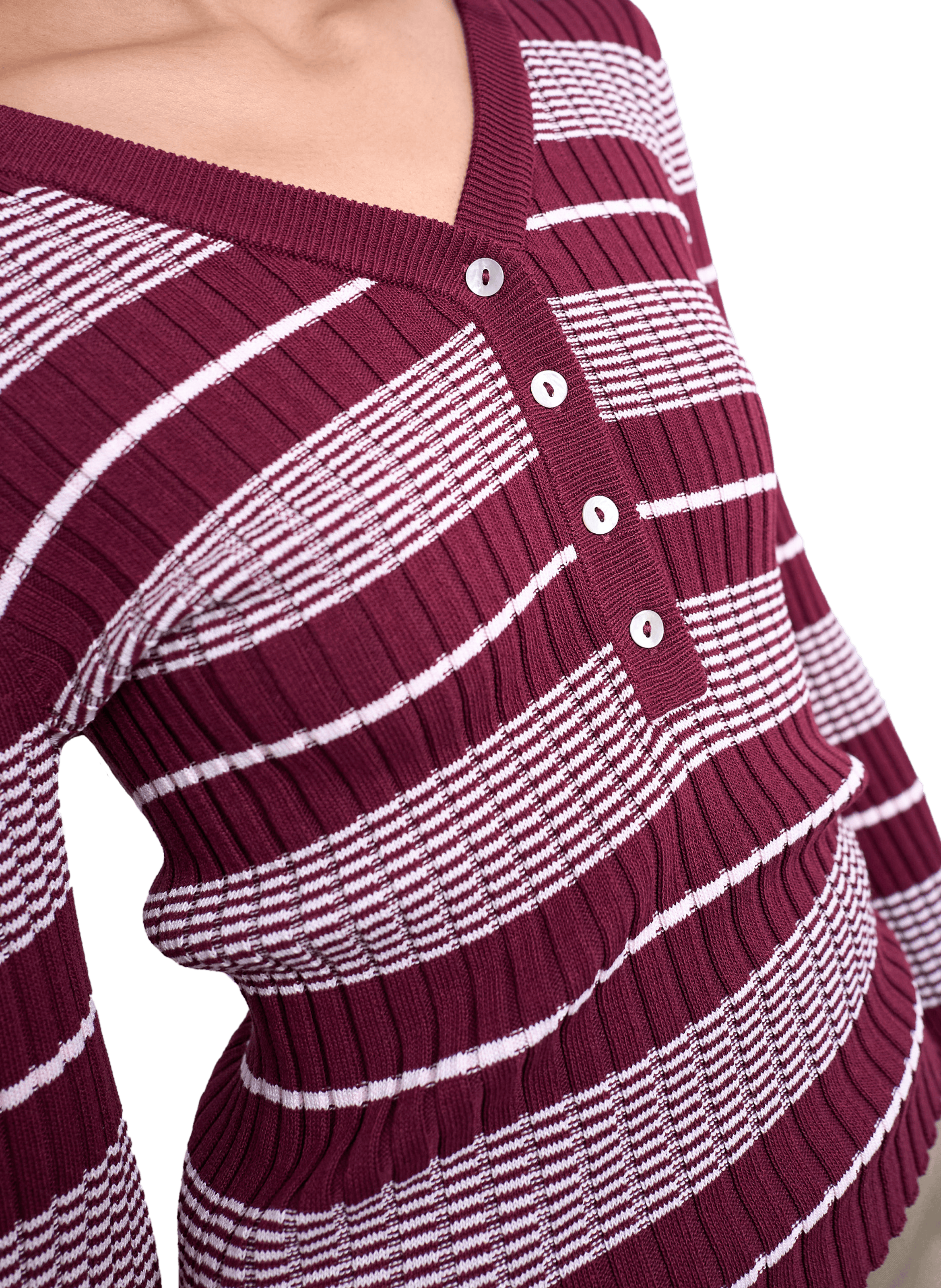 V-neck Striped Sweater TOPSHOP Red