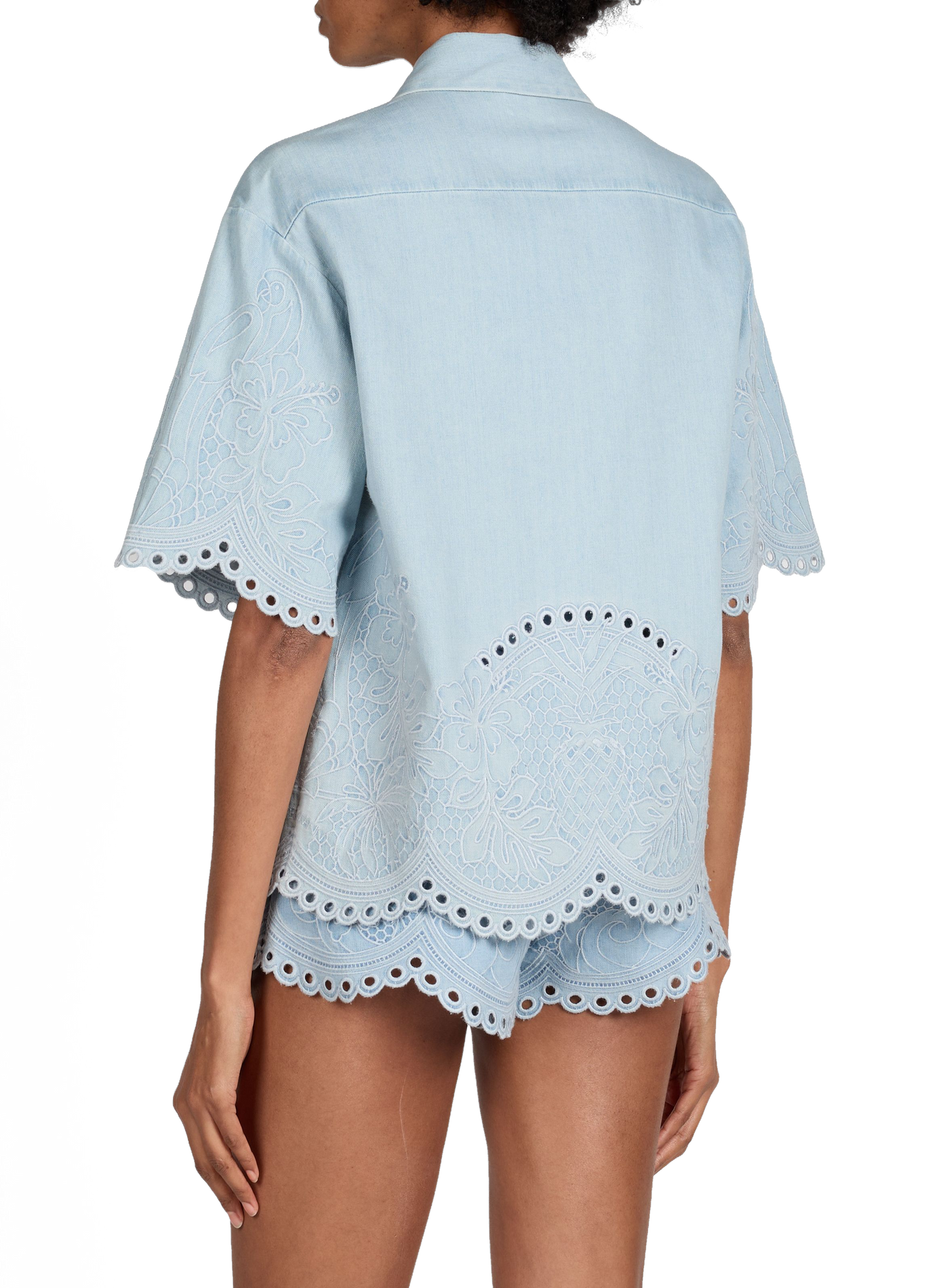 Chemise denim à manches courtes en coton ZIMMERMANN Bleu