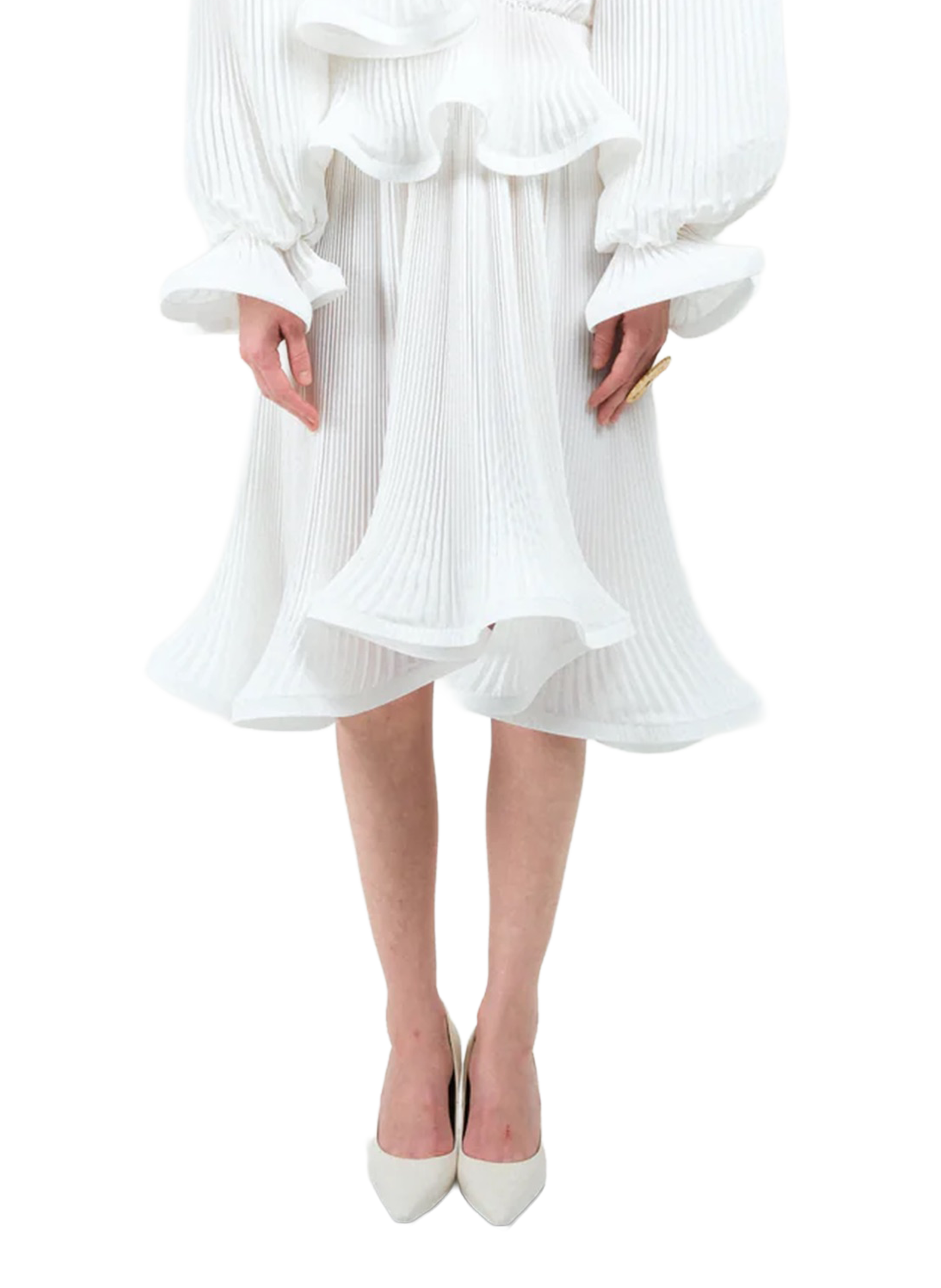 Pleated midi skirt ROWEN ROSE White